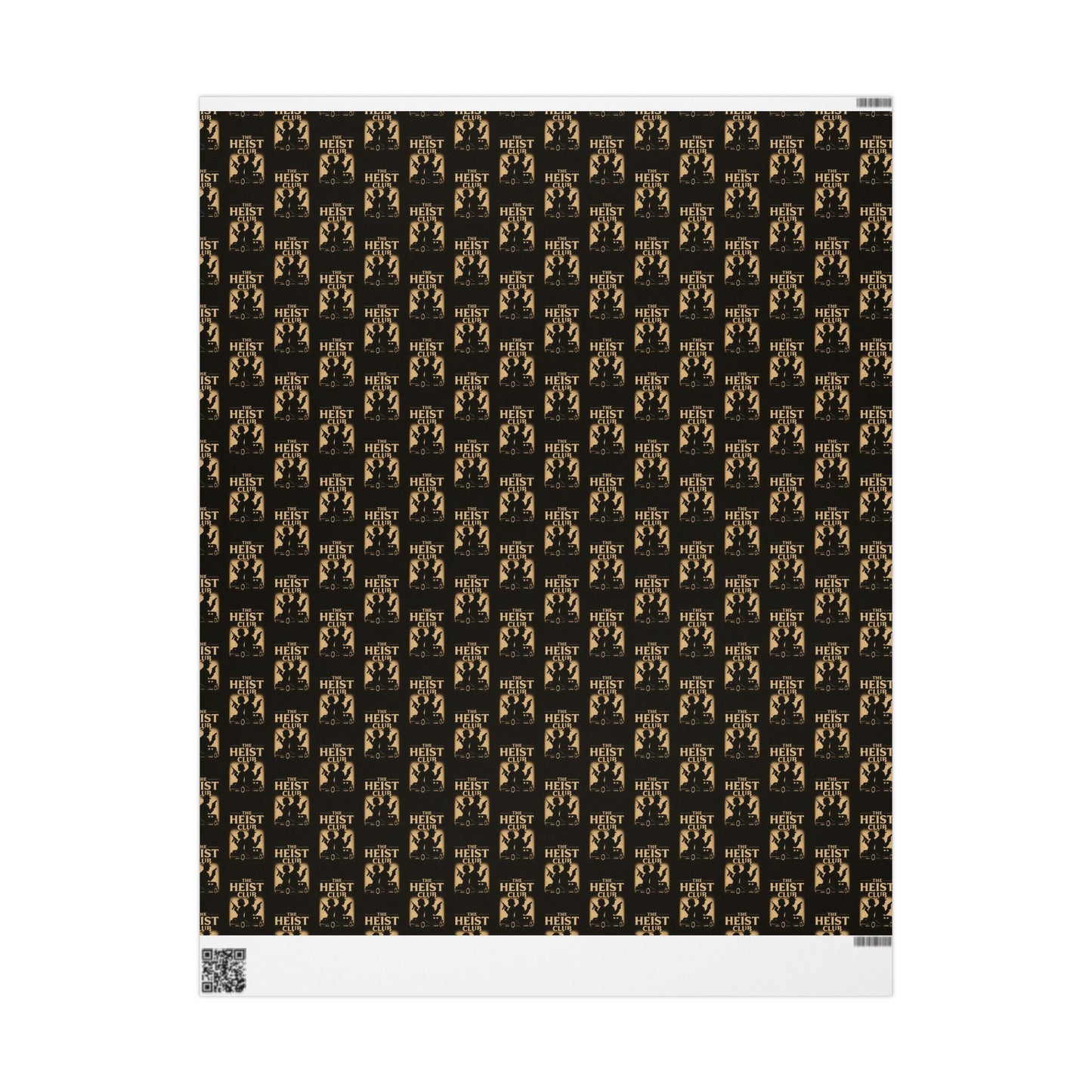 Heist Club Pattern Wrapping Paper | Black and Gold Robber Logo