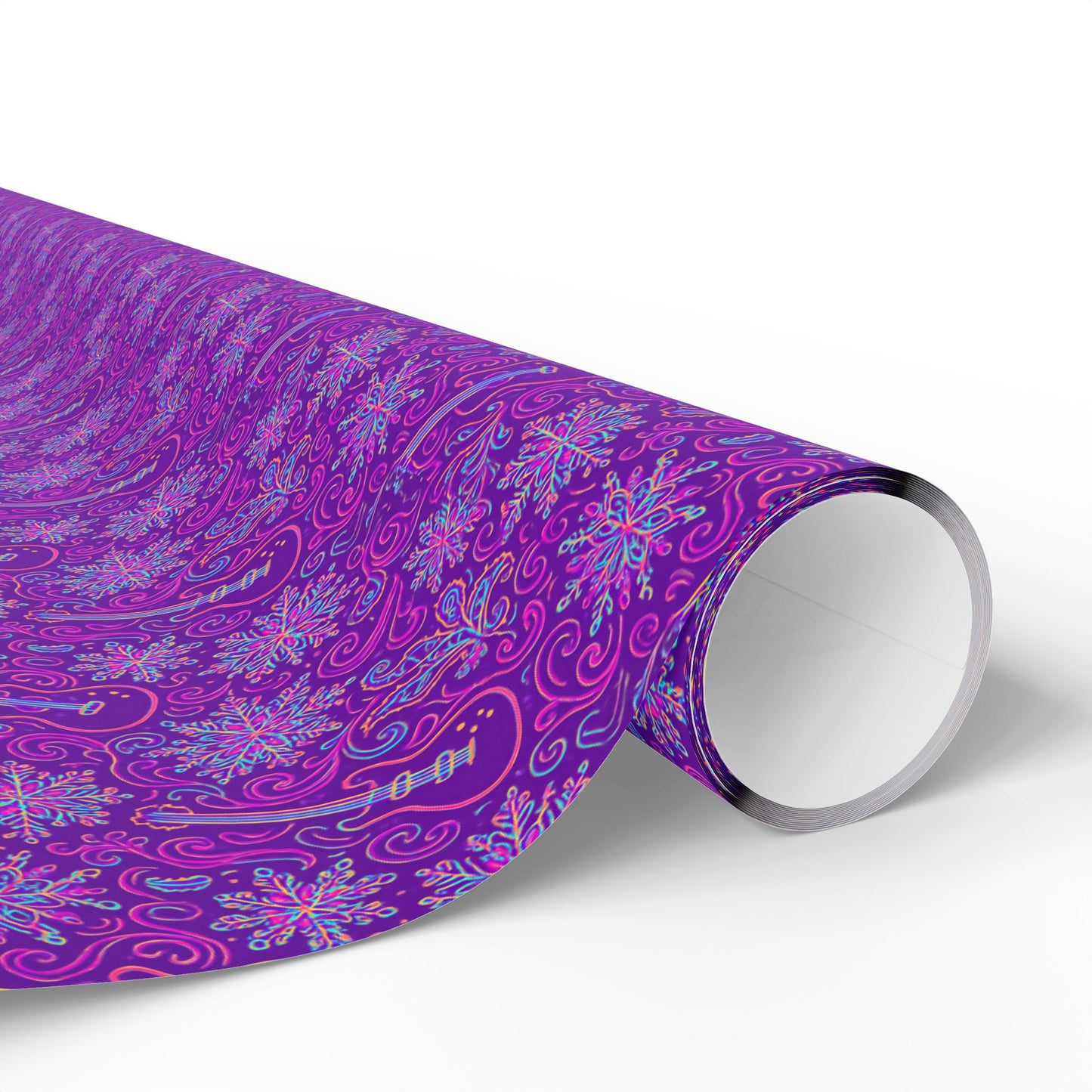 Rockstar neon psychedelic wrapping paper | Holiday Gift Wrap, Dark Teal purple