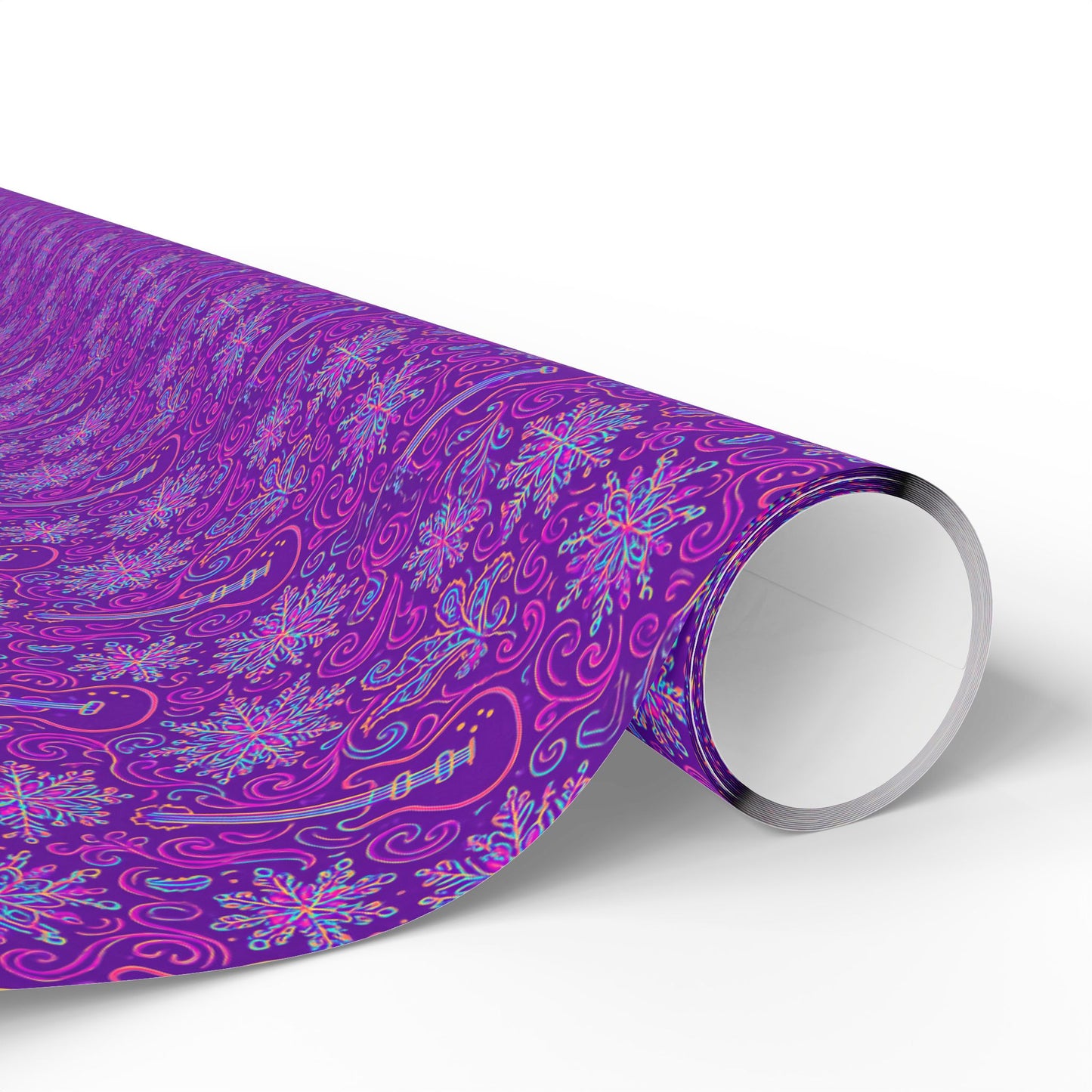Rockstar neon psychedelic wrapping paper | Holiday Gift Wrap, Dark Teal purple