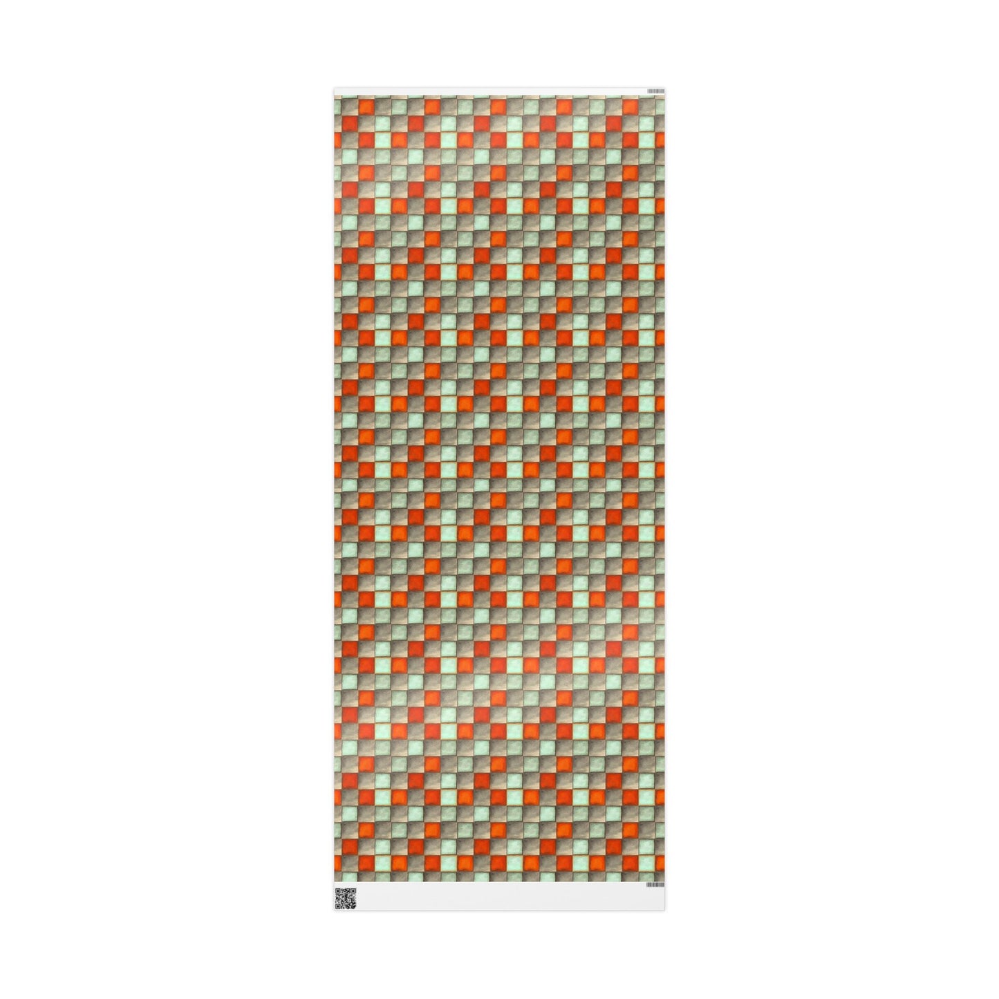 Checkered Watercolor Wrapping Paper, Orange Blue Gift Wrap for Birthdays, Holidays, Parties - Orange Blue Checkered Paper