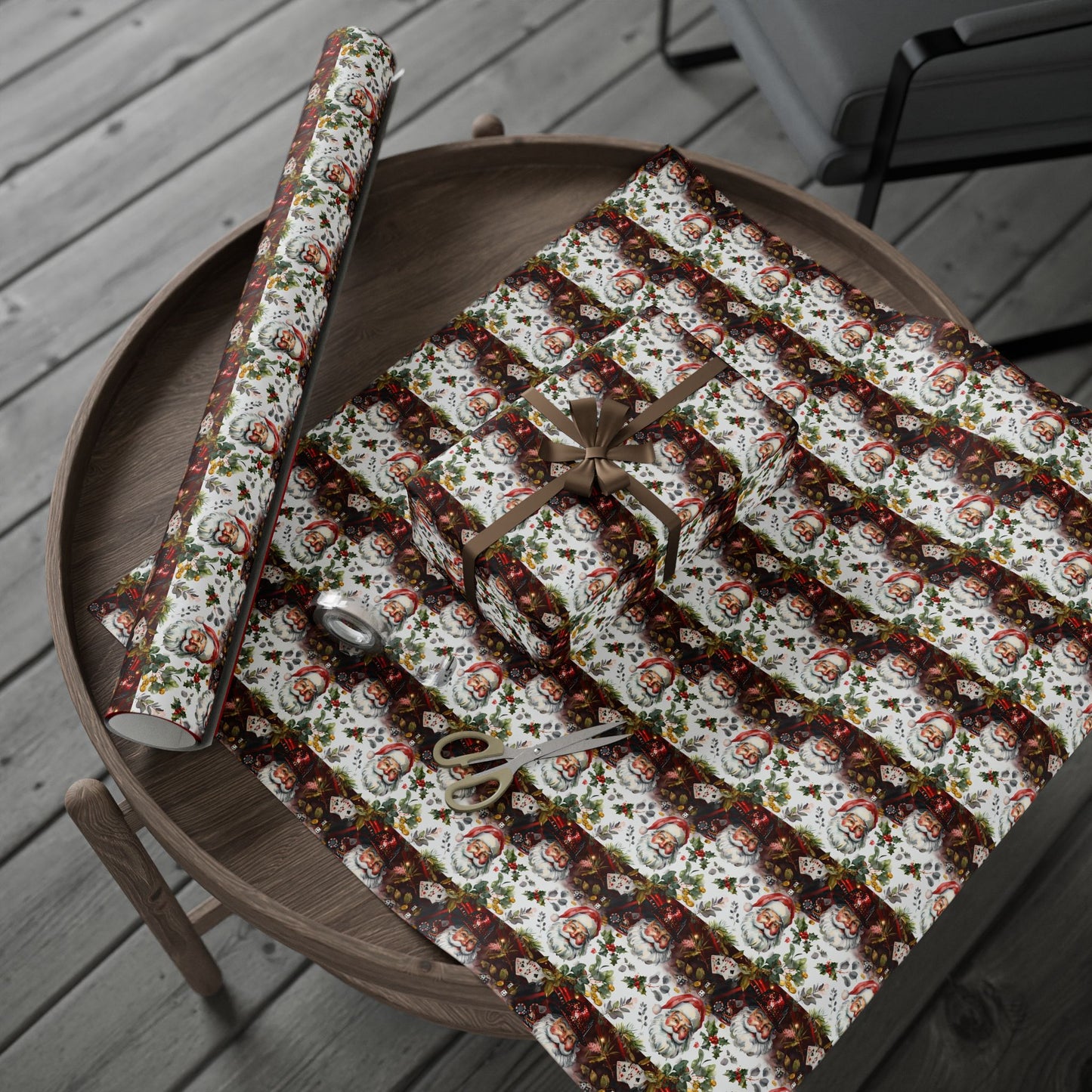 Christmas Casino Santa Wrapping Papers, Gift Wrap, Festive Present Decor, Holiday Party Supplies, Xmas Packaging Paper