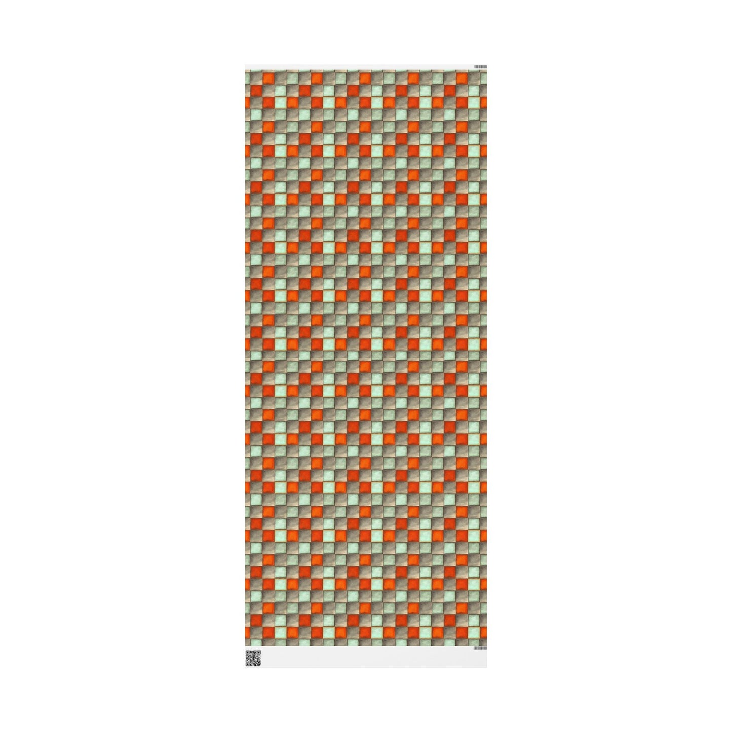 Checkered Watercolor Wrapping Paper, Orange Blue Gift Wrap for Birthdays, Holidays, Parties - Orange Blue Checkered Paper