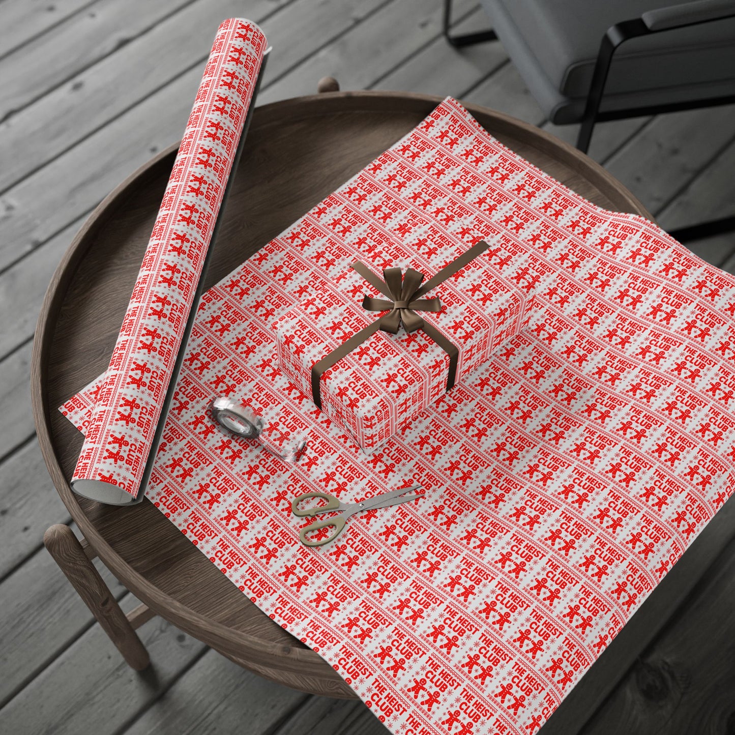The Heist Club Wrapping Paper | Red holiday novelty paper