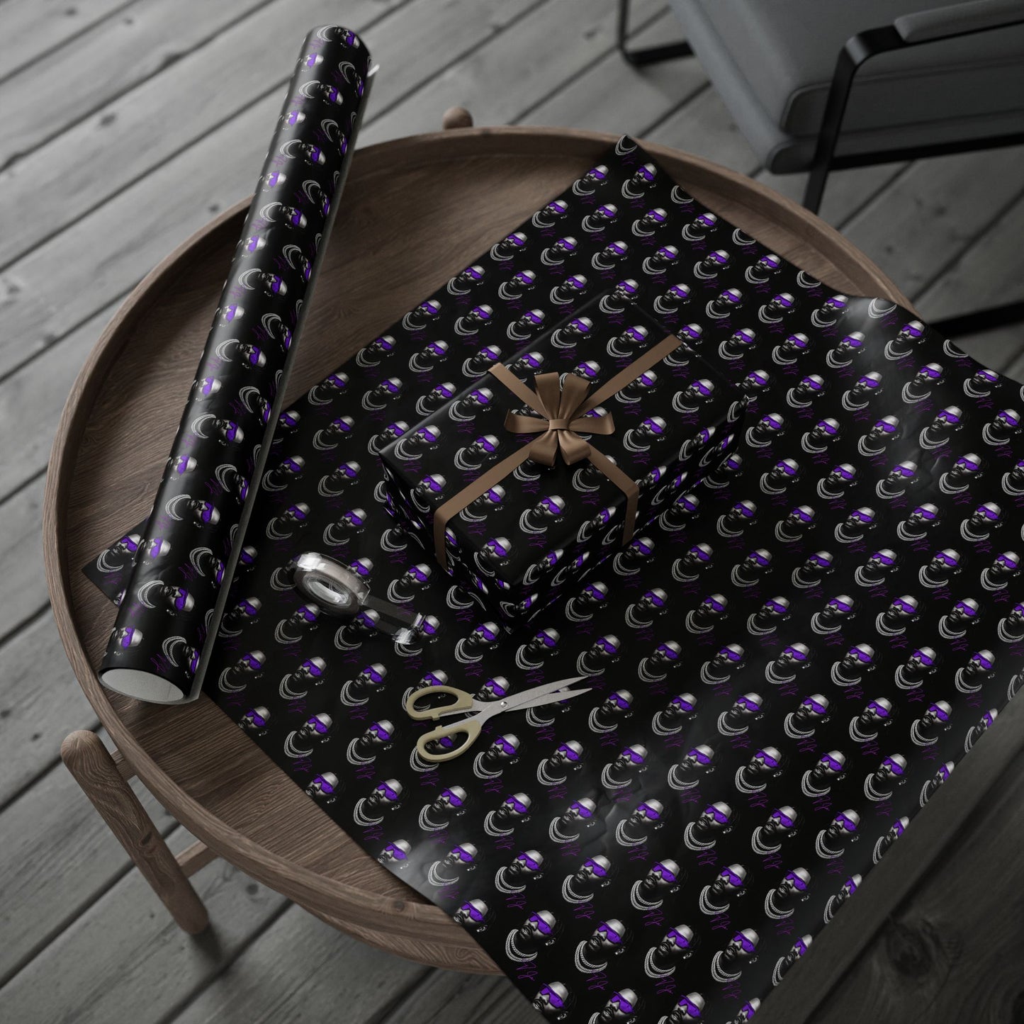 Wrapping Paper, MN VIKINGS Gift Wrap, Christmas Holiday Present Decoration, Birthday Party Supplies, Elegant Black and Gold Design