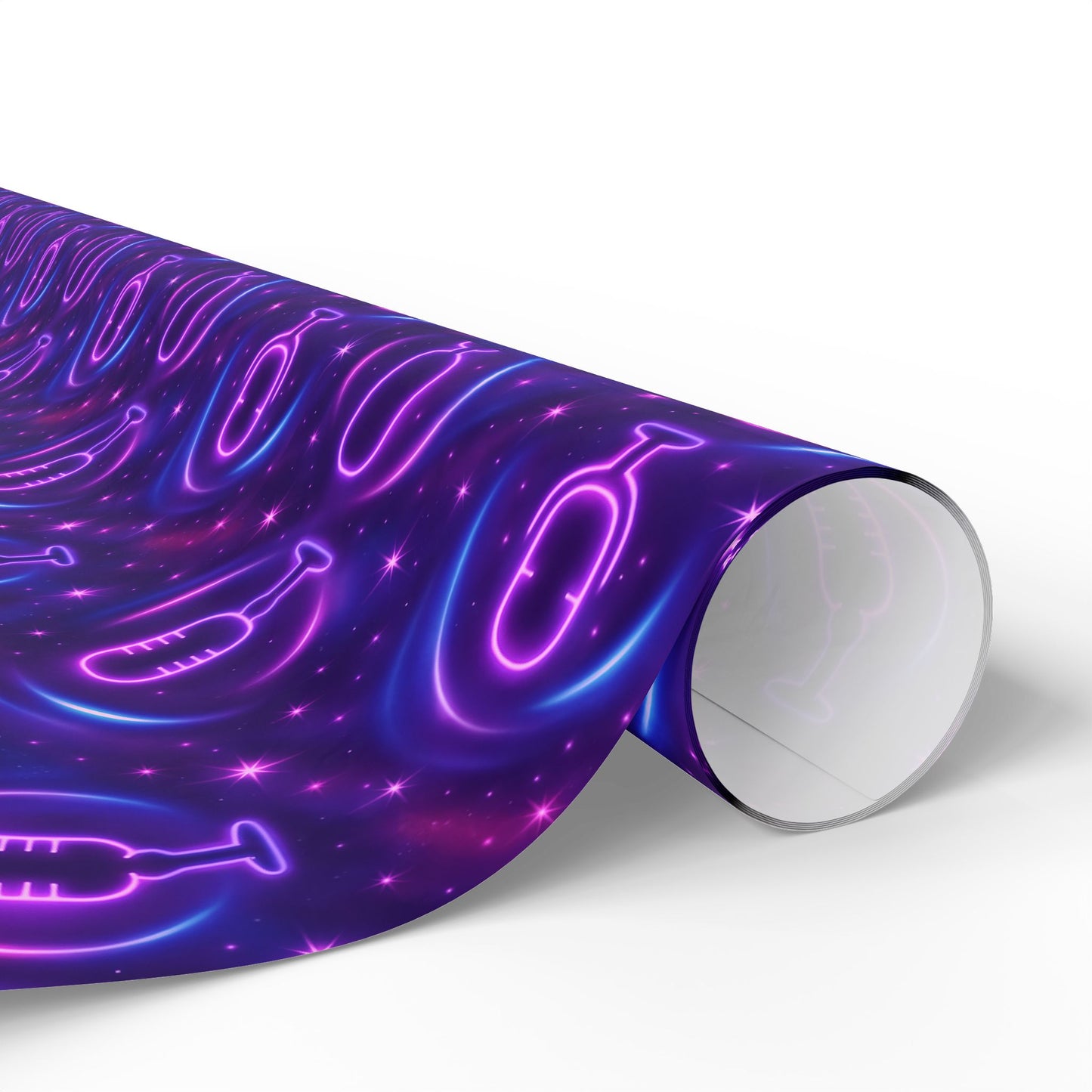 Rockstar neon microphones and stars wrapping paper | Holiday Gift Wrap, Dark Teal purple