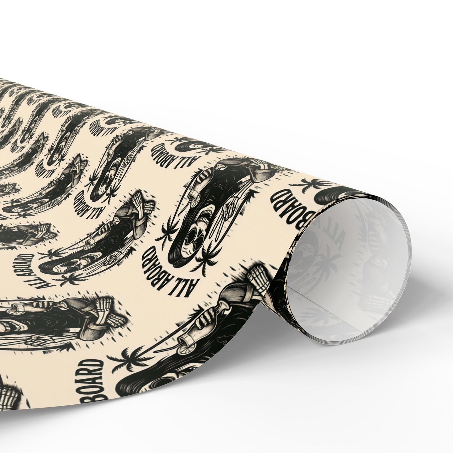 All Aboard Surfboard rockstar Wrapping Paper | Retro Surfing Motif