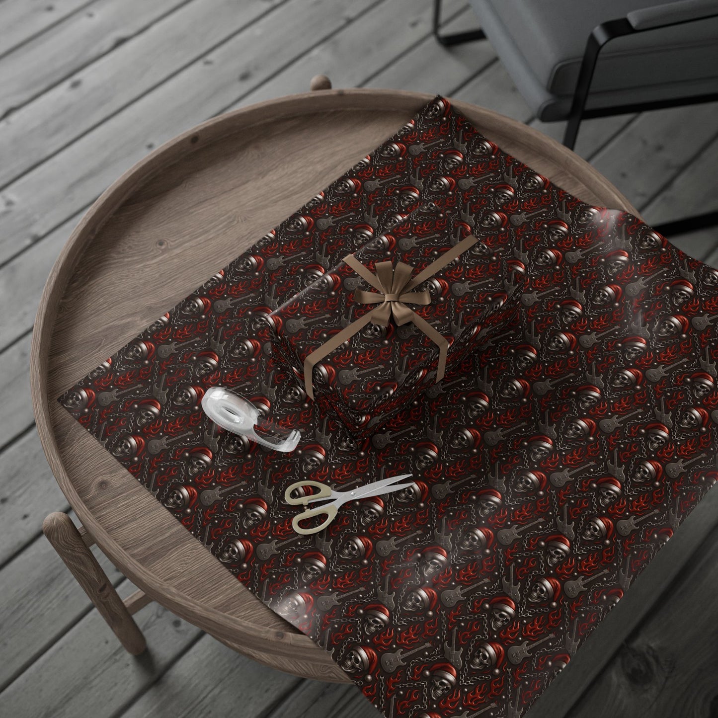 Rockstar Skeleton Santa Wrapping Paper | Christmas Gift Wrap | Edgy Holiday Paper