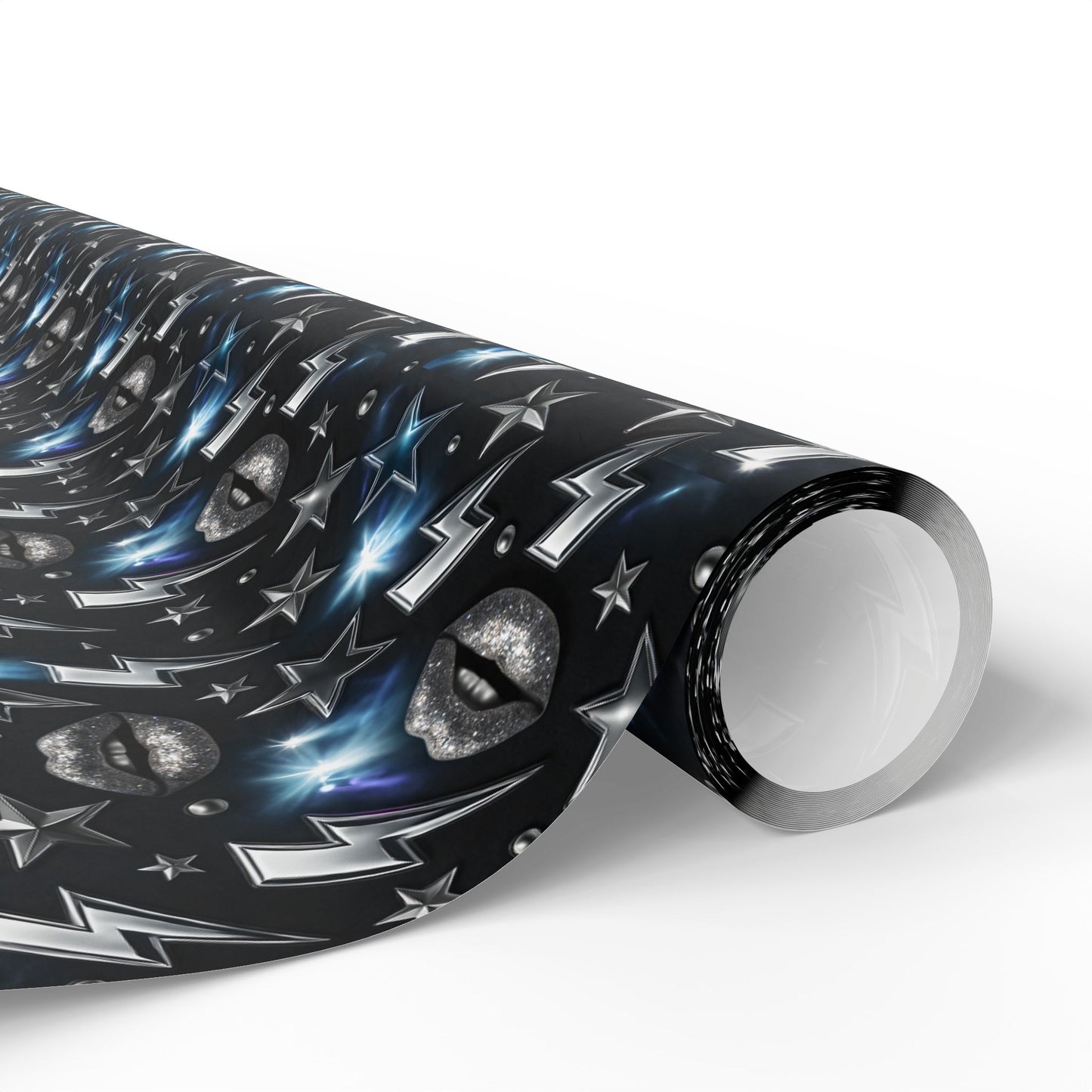Rockstar Lightning Bolt Stars wrapping paper | Holiday Gift Wrap, Dark Teal Red Gold