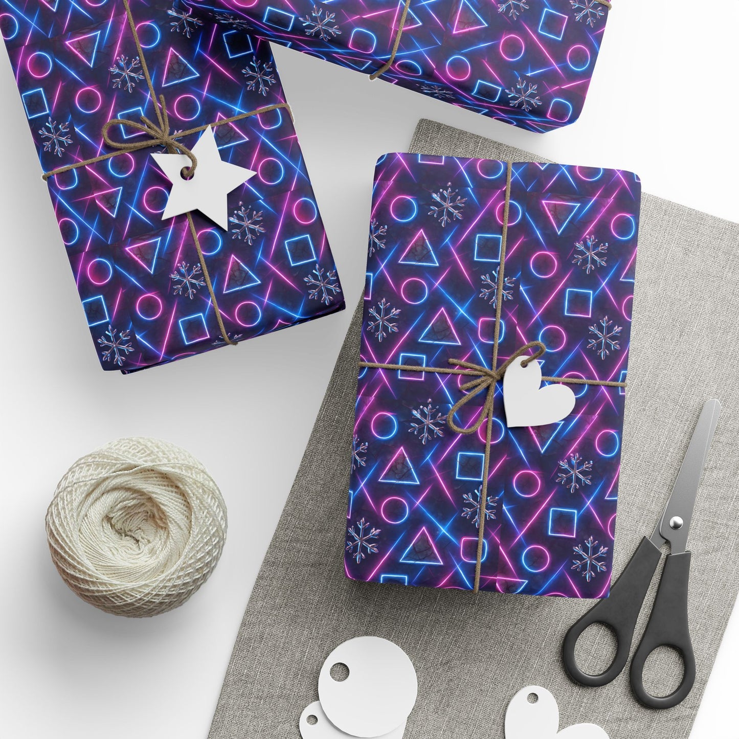Rockstar neon glam blizzard wrapping paper | Holiday Gift Wrap, Dark Teal Red Gold