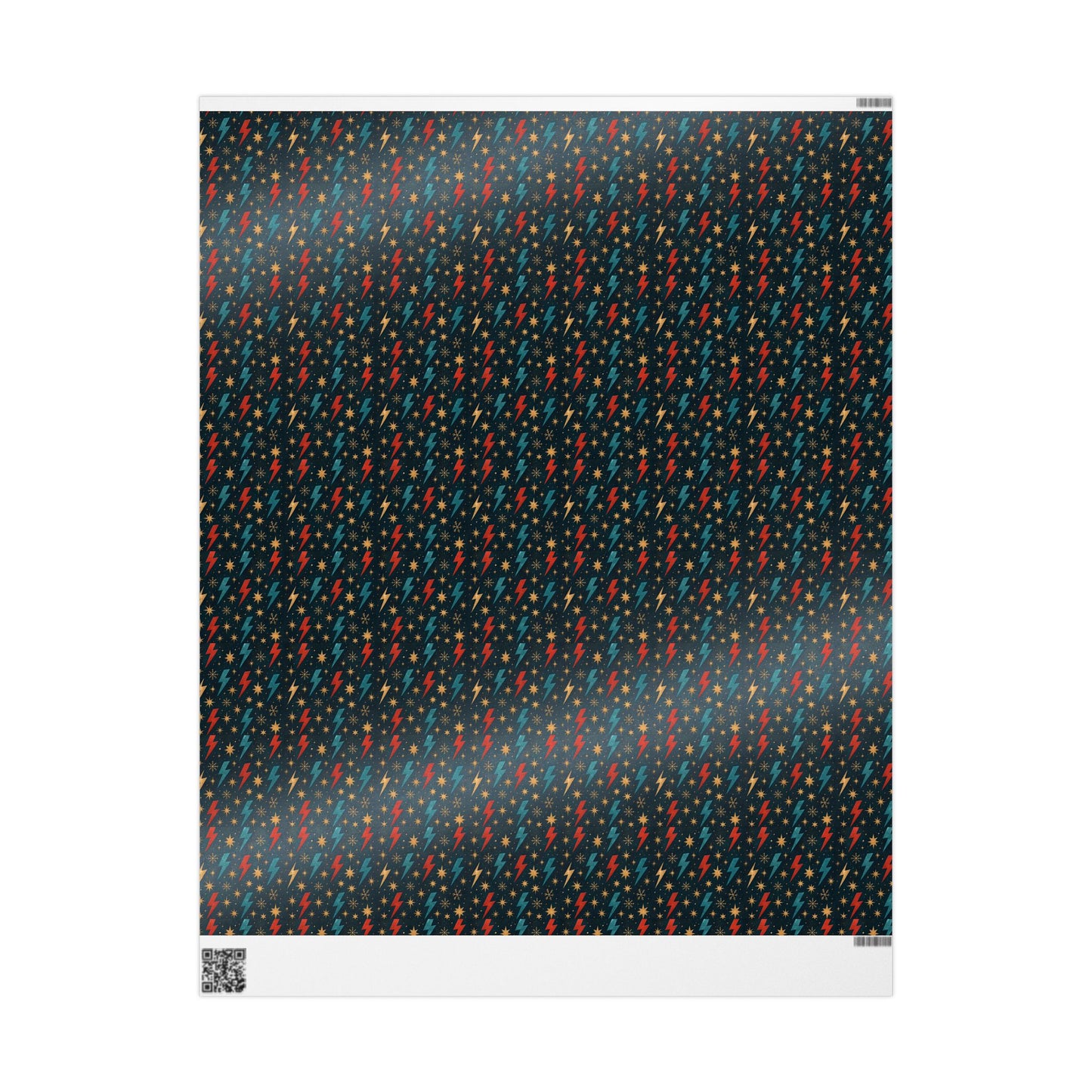 Rockstar Lightning Bolt Stars wrapping paper | Holiday Gift Wrap, Dark Teal Red Gold