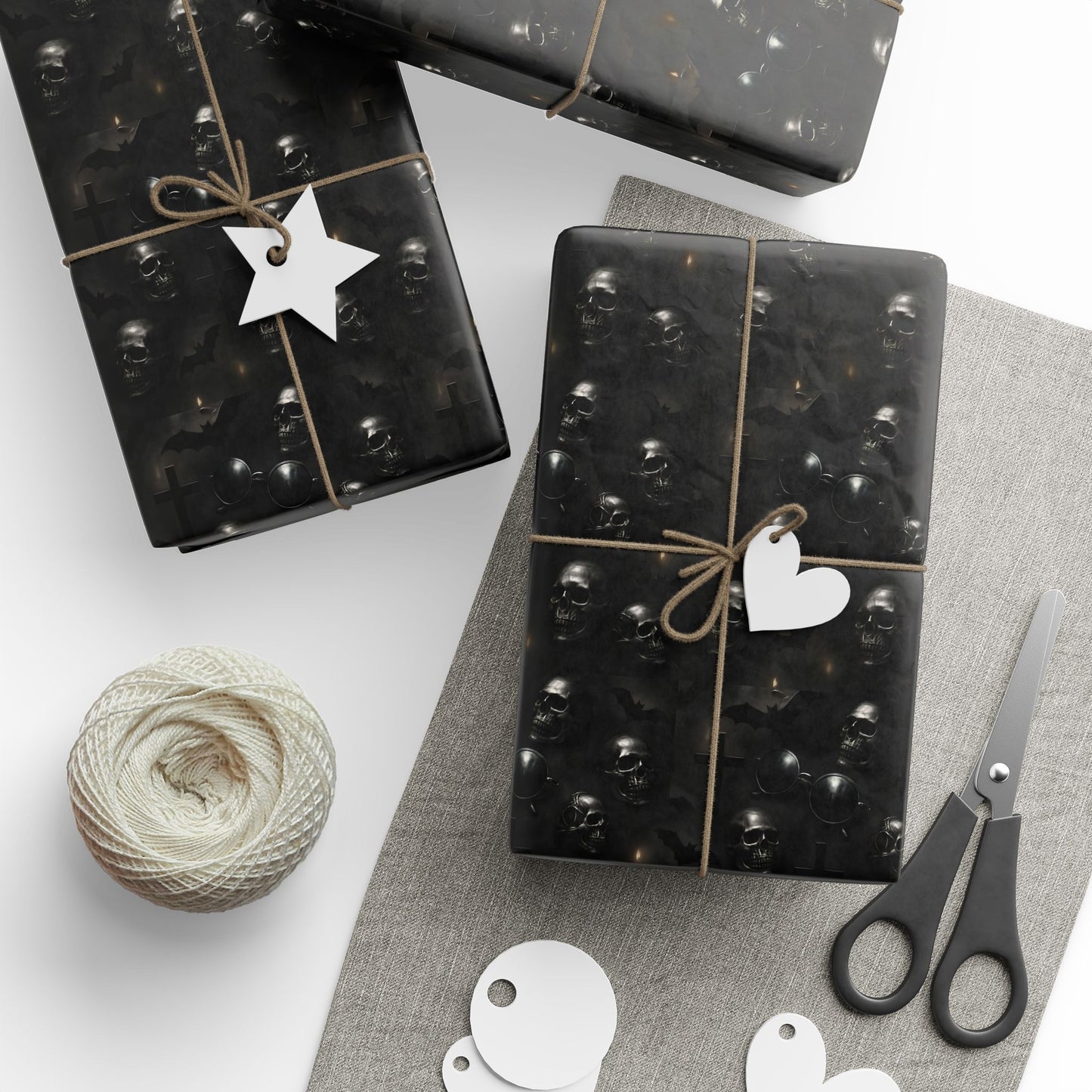 Rockstar skull wrapping paper | Holiday Gift Wrap, Dark Teal Red Gold