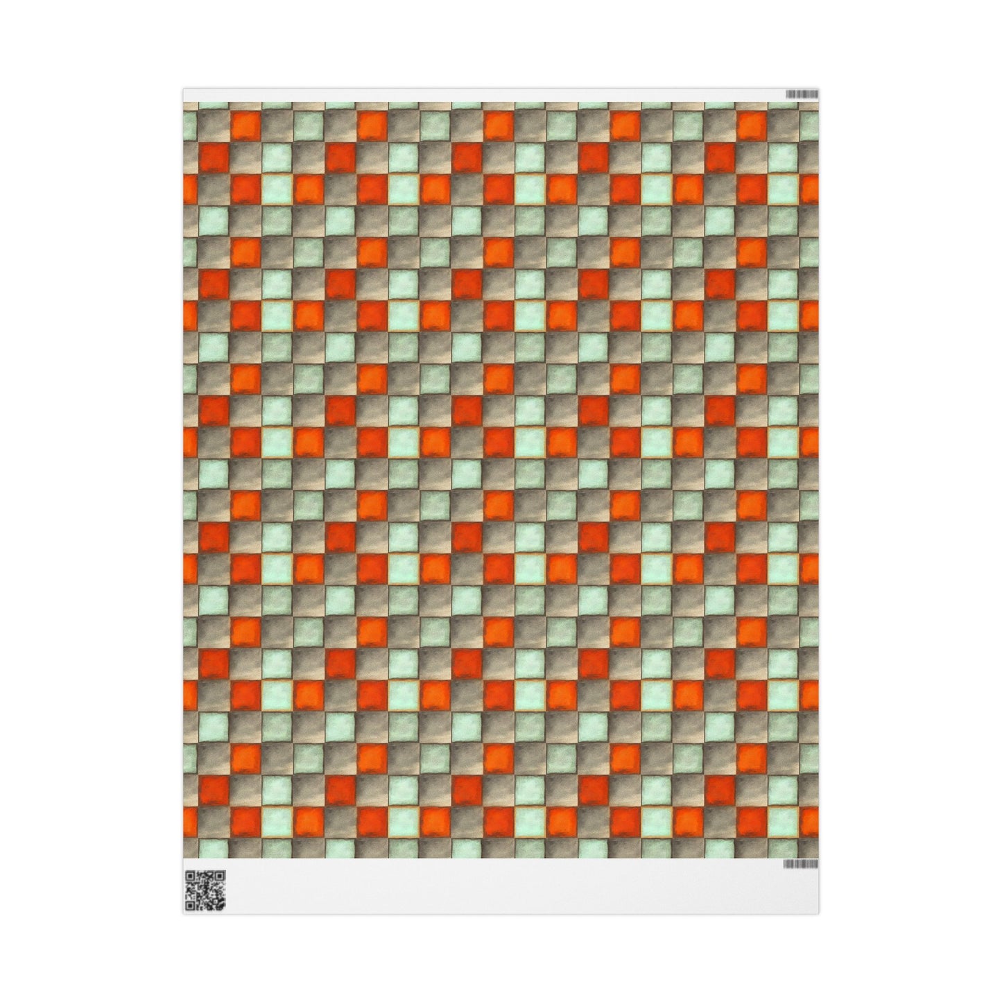 Checkered Watercolor Wrapping Paper, Orange Blue Gift Wrap for Birthdays, Holidays, Parties - Orange Blue Checkered Paper