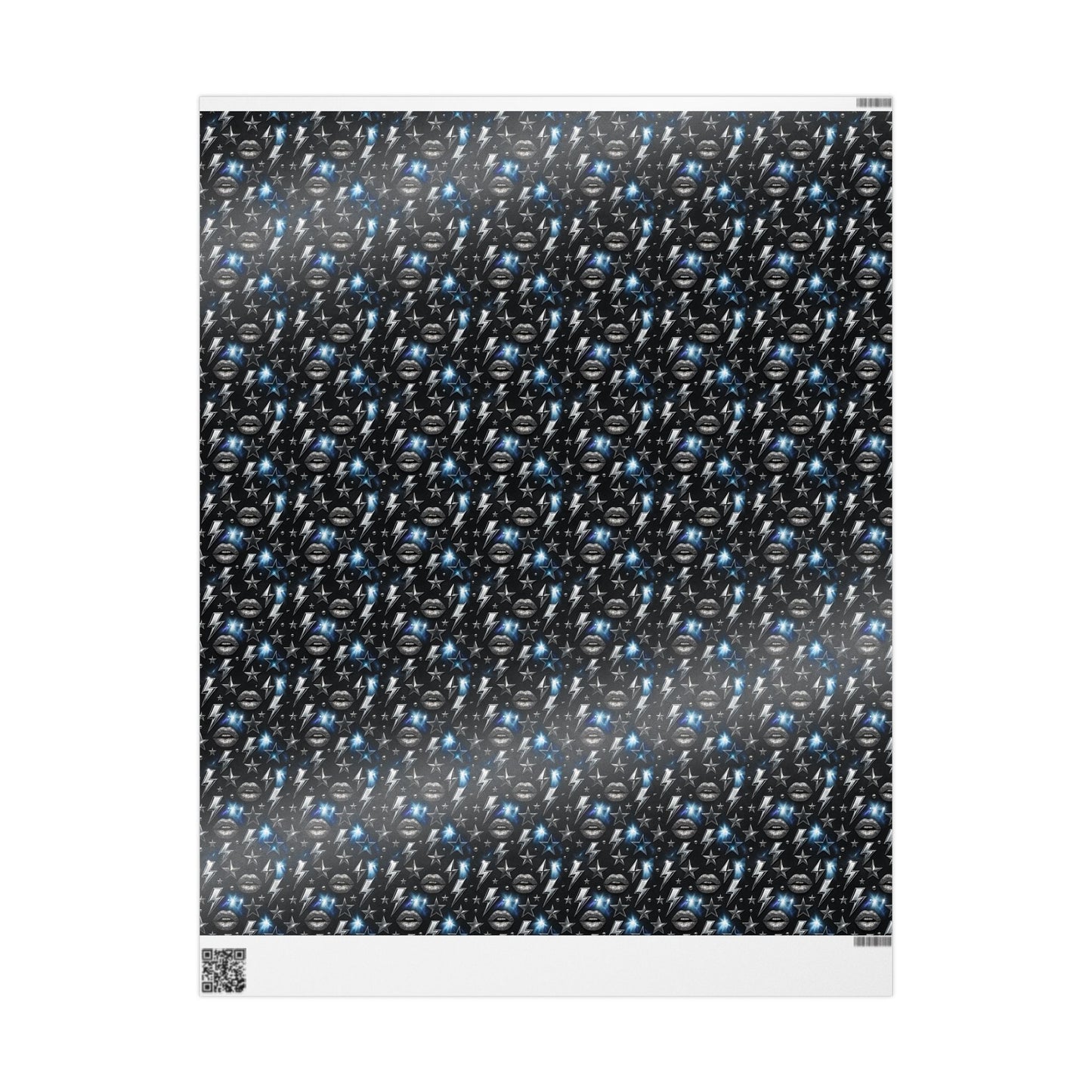 Rockstar Lightning Bolt Stars wrapping paper | Holiday Gift Wrap, Dark Teal Red Gold
