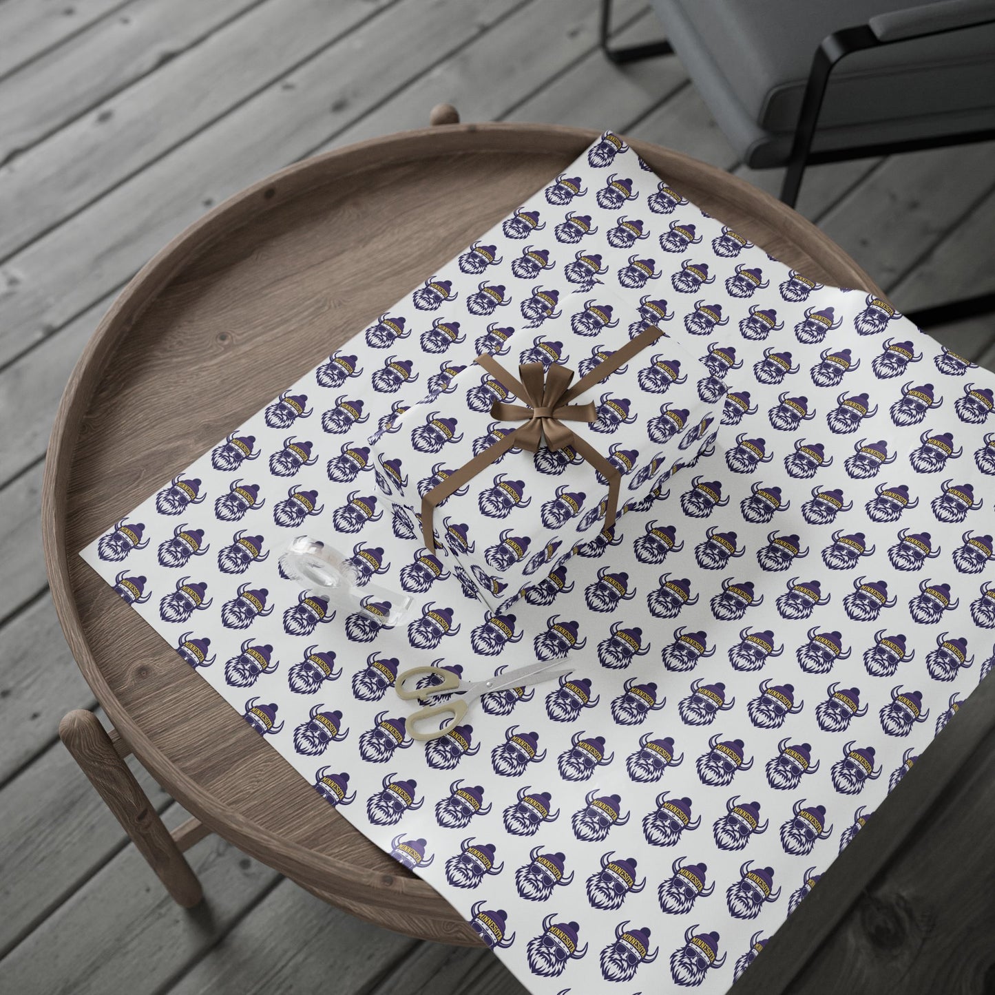 Wrapping Paper, MN Vikings Gift Wrap, Christmas Holiday Present Decoration, Birthday Party Supplies, Elegant Black and Gold Design