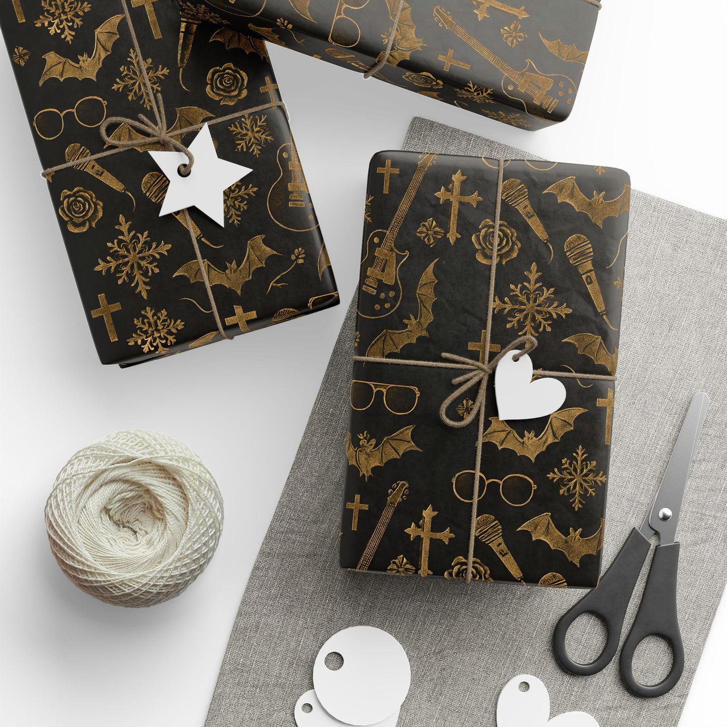 Ozzzy Christmas Bat Wrapping Papers, Gift Wrap, Holiday Present, Festive Decor, Xmas DIY Craft Supplies