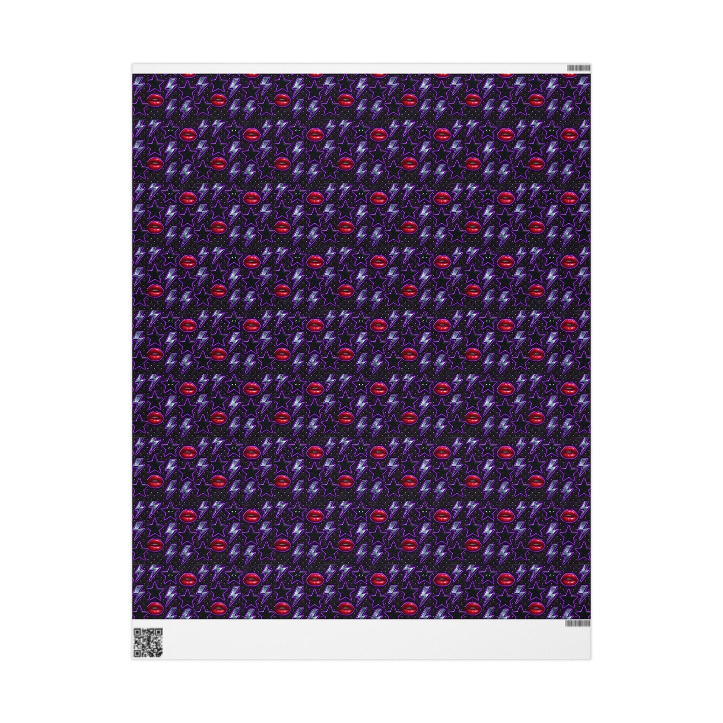 Rockstar neon lips and lightning bolts wrapping paper | Holiday Gift Wrap, Dark Teal purple