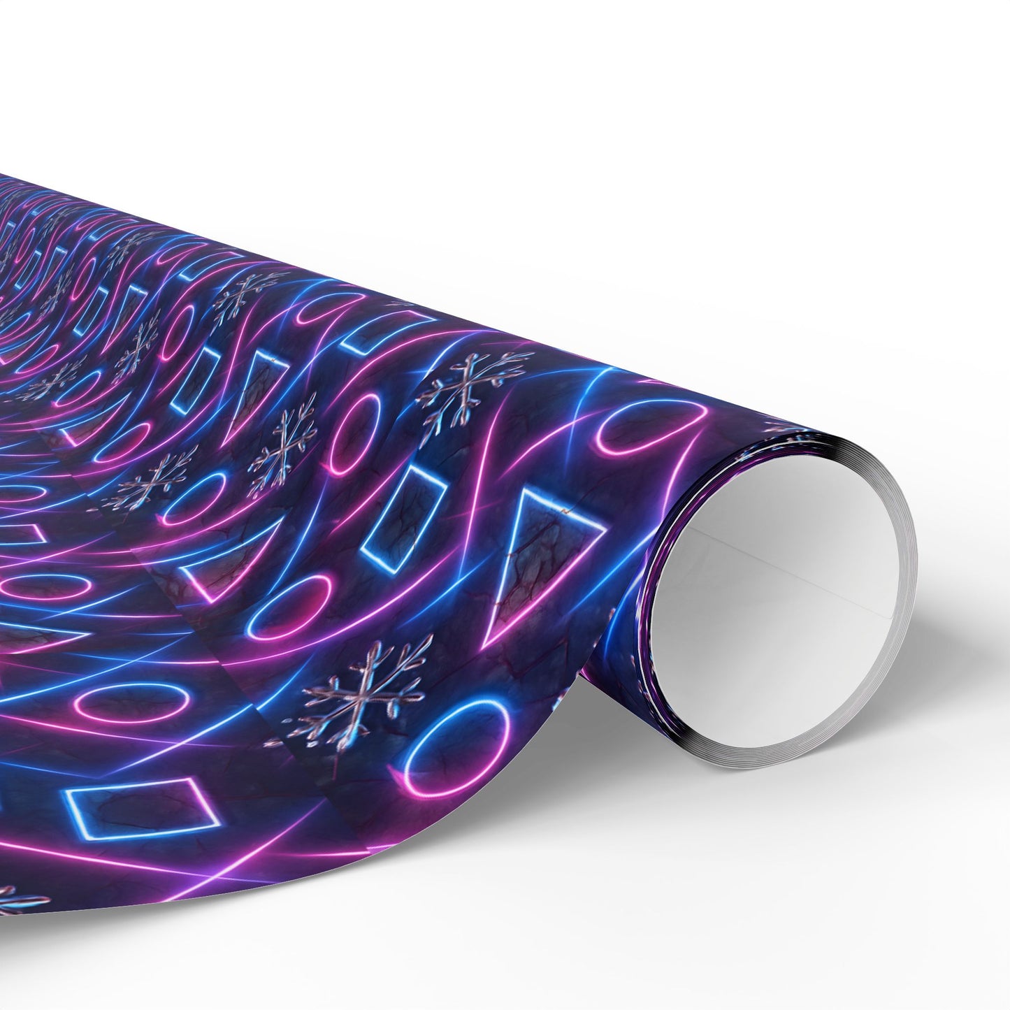 Rockstar neon glam blizzard wrapping paper | Holiday Gift Wrap, Dark Teal Red Gold