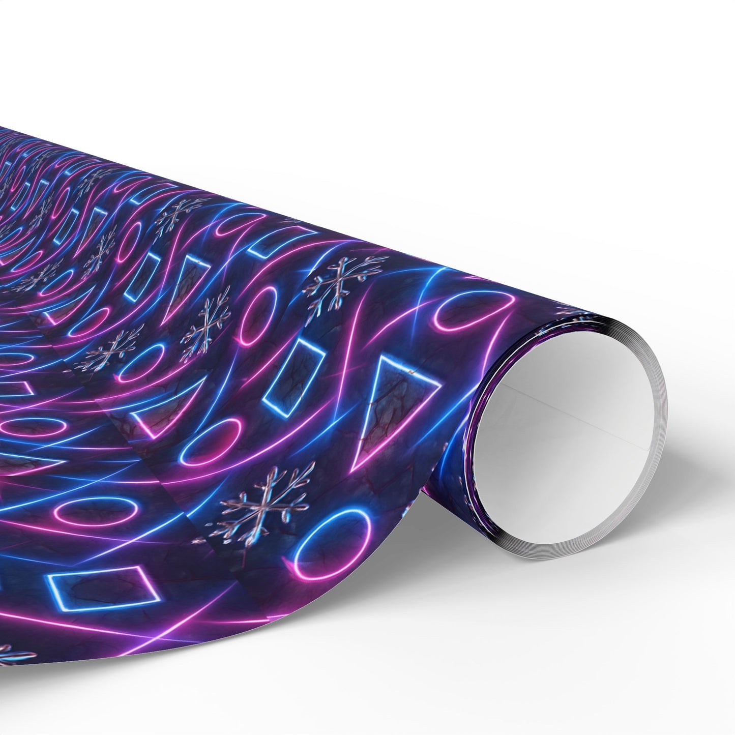 Rockstar neon glam blizzard wrapping paper | Holiday Gift Wrap, Dark Teal Red Gold