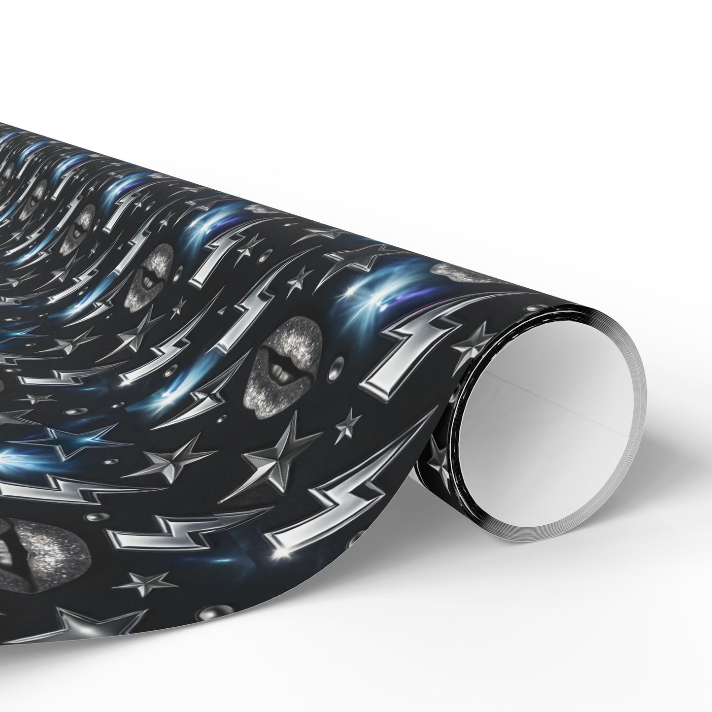 Rockstar Lightning Bolt Stars wrapping paper | Holiday Gift Wrap, Dark Teal Red Gold