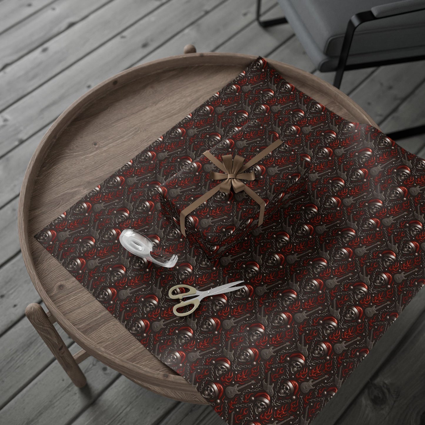 Rockstar Skeleton Santa Wrapping Paper | Christmas Gift Wrap | Edgy Holiday Paper
