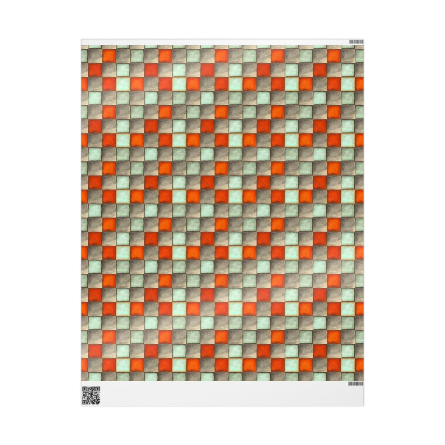 Checkered Watercolor Wrapping Paper, Orange Blue Gift Wrap for Birthdays, Holidays, Parties - Orange Blue Checkered Paper