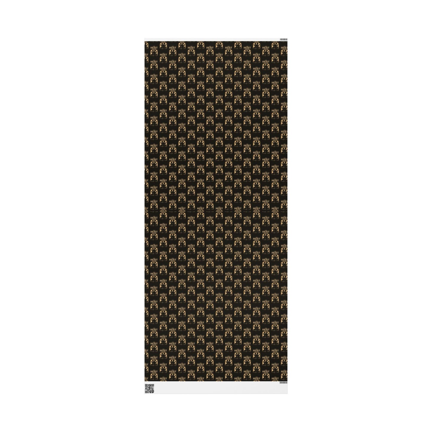 Heist Club Pattern Wrapping Paper | Black and Gold Robber Logo