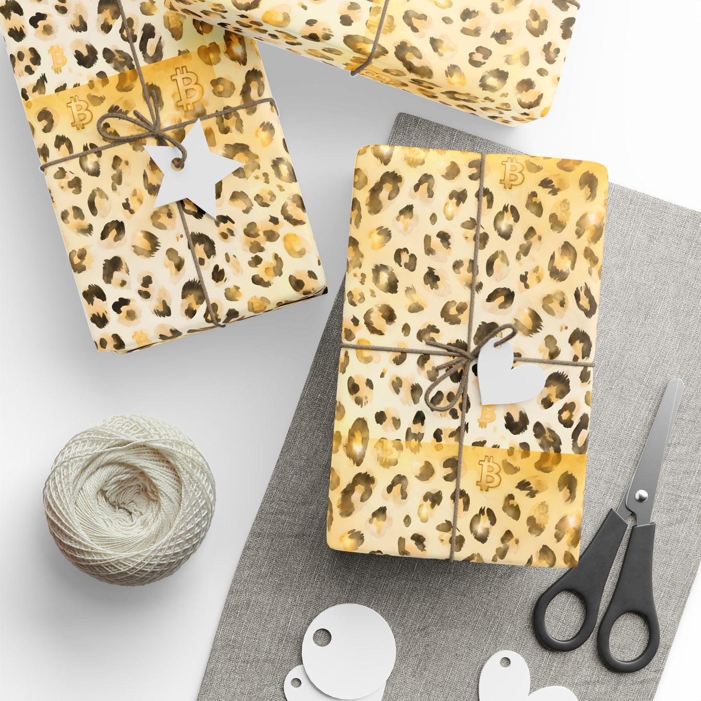 Cheetah Bitcoin Wrapping Paper, Gift Wrap for Crypto Enthusiasts, Animal Print Holiday Supplies, Jungle Theme Present Decor, Unique Gift