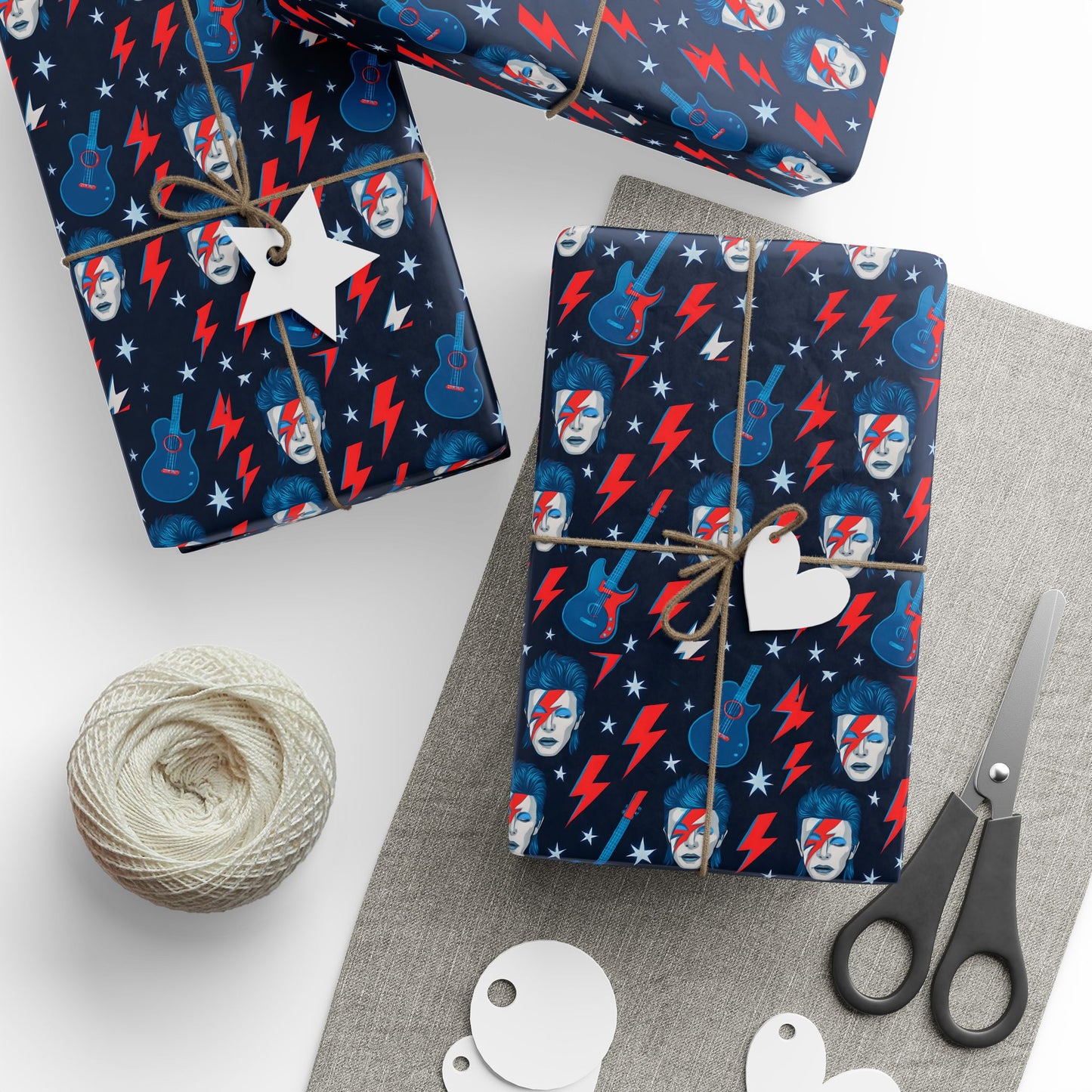 Wrapping Paper Set, David Bowie Gift Wrap, Music Icon Present Decor, Rock Star Birthday Party Supplies, Unique Holiday Wrappers, Retro Pop