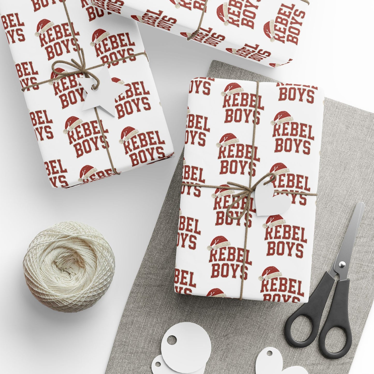 Rebel Boys Pattern Wrapping Paper | Red Typography Holiday Wrap