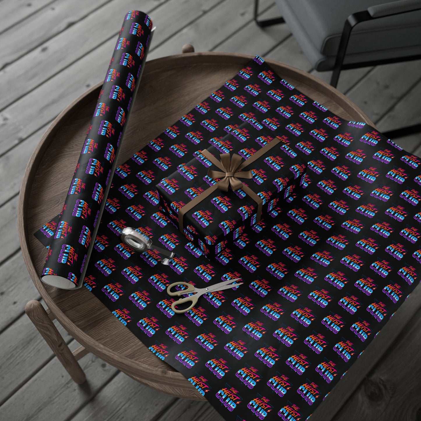 Wrapping Paper, The Heist Club Gift Wrap, Christmas Holiday Present Decoration, Birthday Party Supplies, Elegant Black and Gold Design