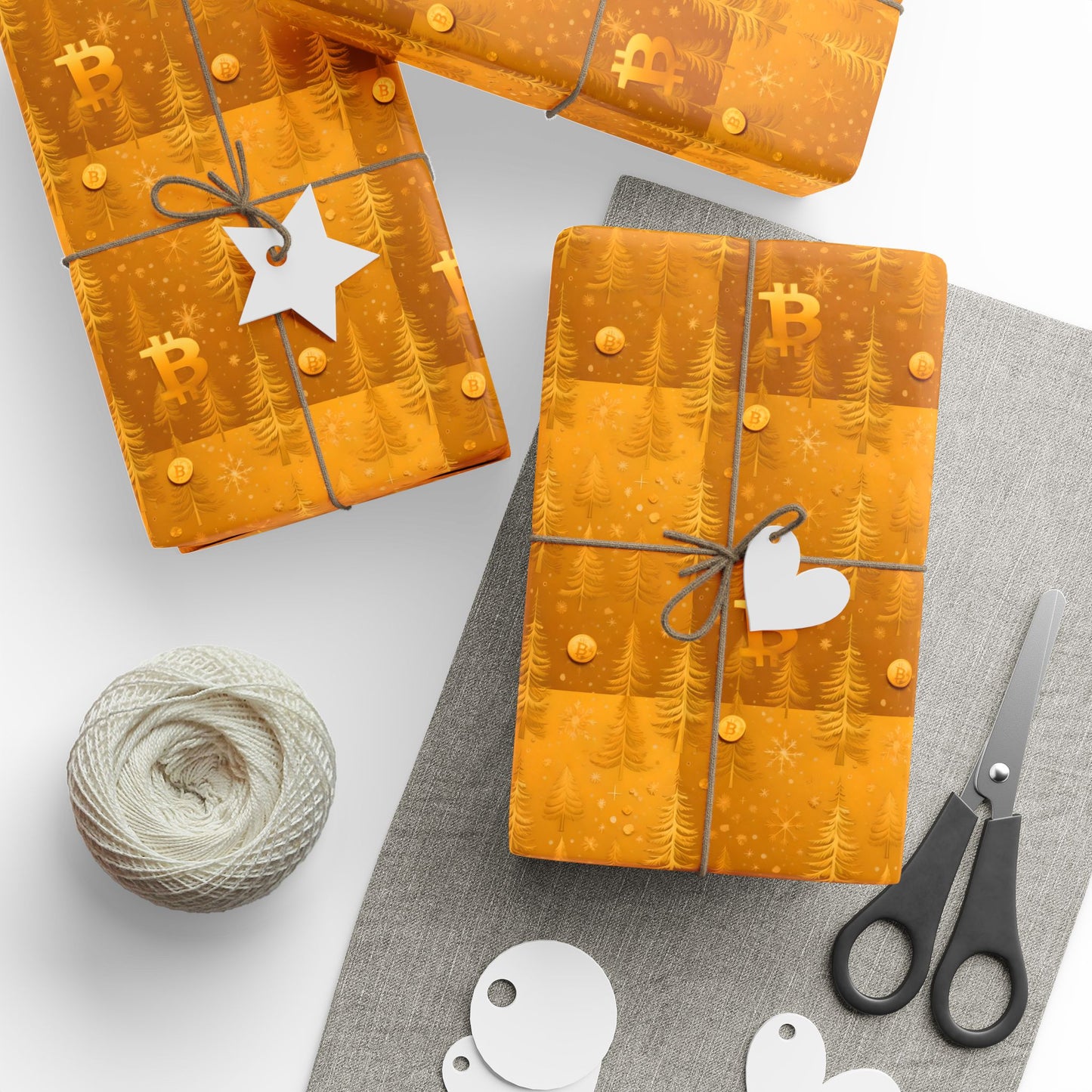 Wrapping Papers, Bitcoin snowflake gold and navy design, Christmas gift wrap, holiday wrapping paper, cryptocurrency theme, luxury gift wrap