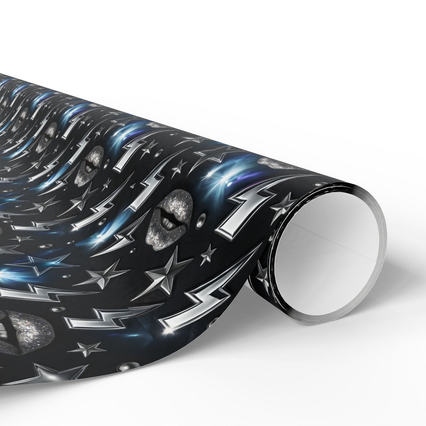 Rockstar Lightning Bolt Stars wrapping paper | Holiday Gift Wrap, Dark Teal Red Gold
