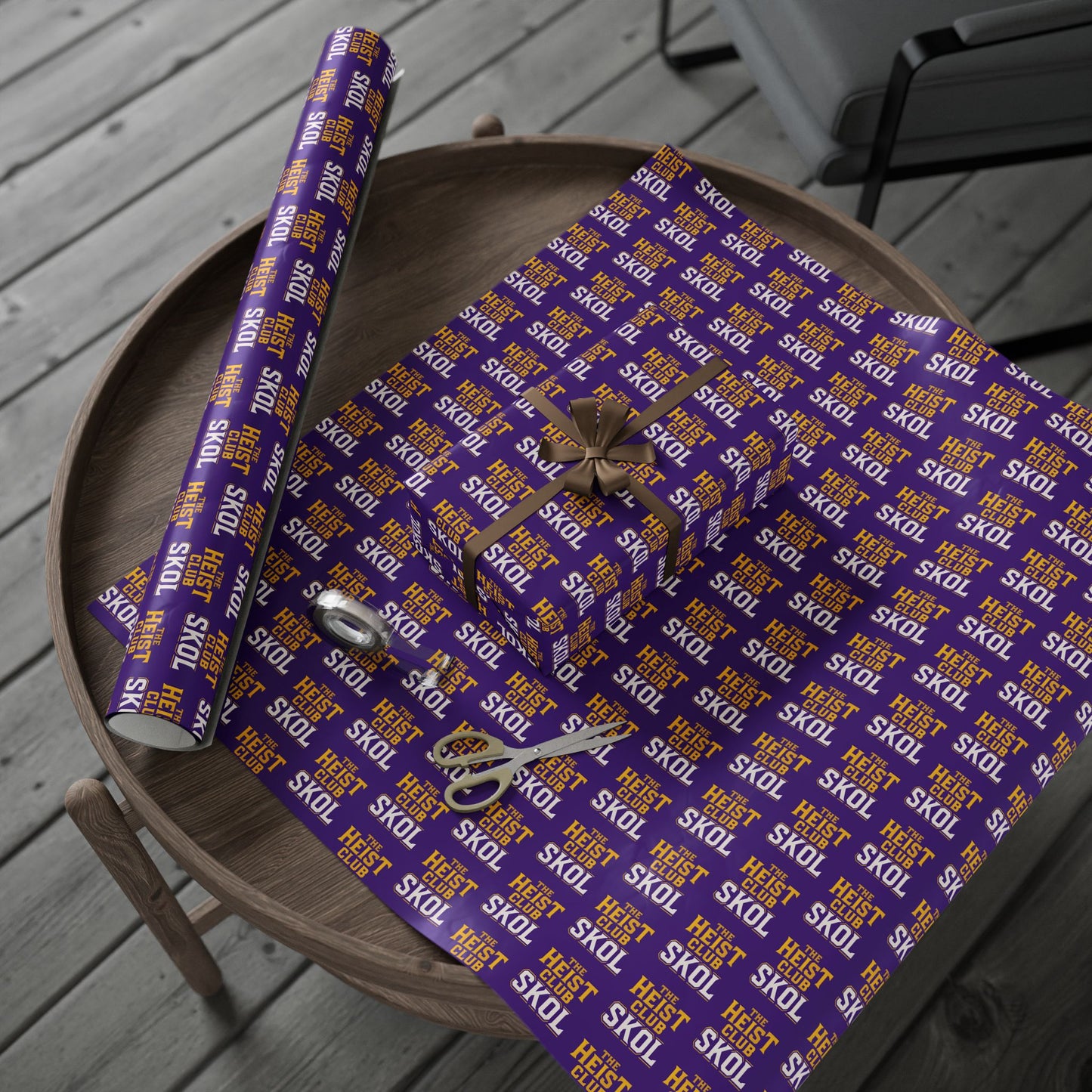 Wrapping Paper, SKOL The Heist Club Gift Wrap, Christmas Holiday Present Decoration, Birthday Party Supplies, Elegant Black and Gold Design