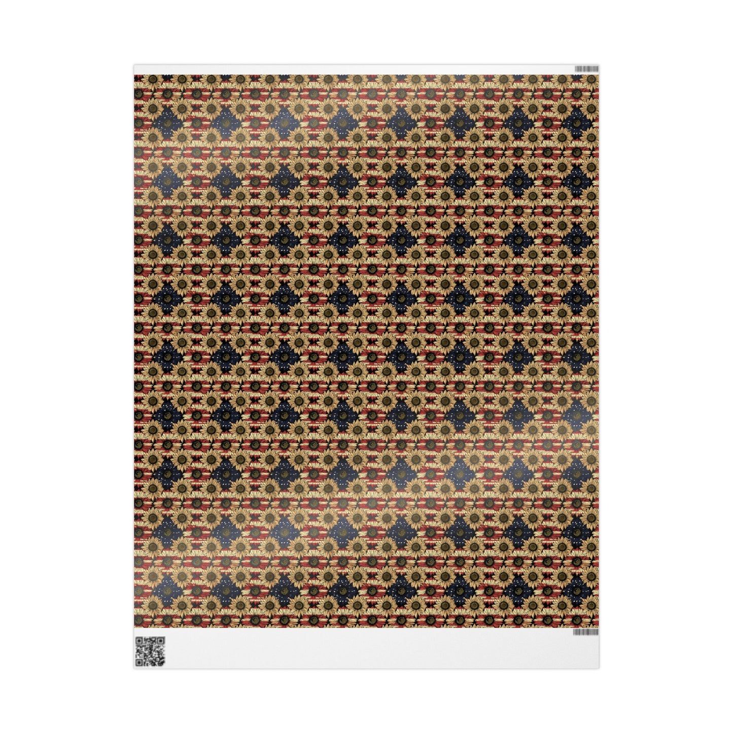 Sunflower American Flag Wrapping Paper, Patriotic Gift Wrap, Fourth of July Decoration, USA Holiday Packaging, Floral Stars and Stripes