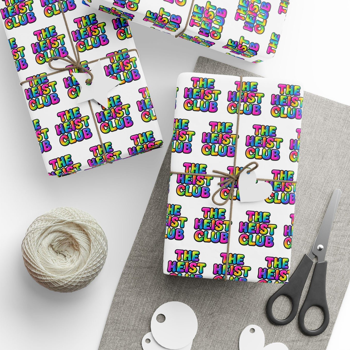 Wrapping Paper Set for Gift Wrapping, Birthday, Christmas, Holidays, The Heist Club Colorful Pattern