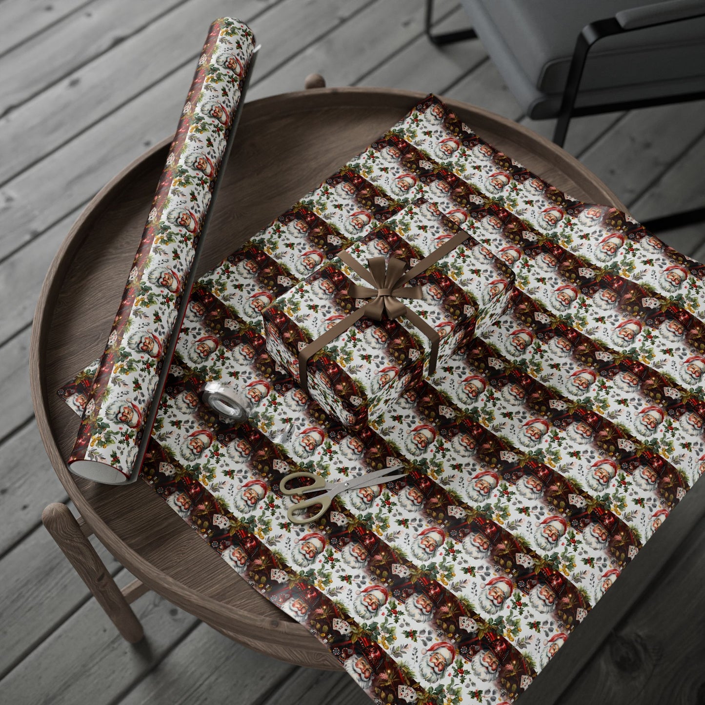 Christmas Casino Santa Wrapping Papers, Gift Wrap, Festive Present Decor, Holiday Party Supplies, Xmas Packaging Paper