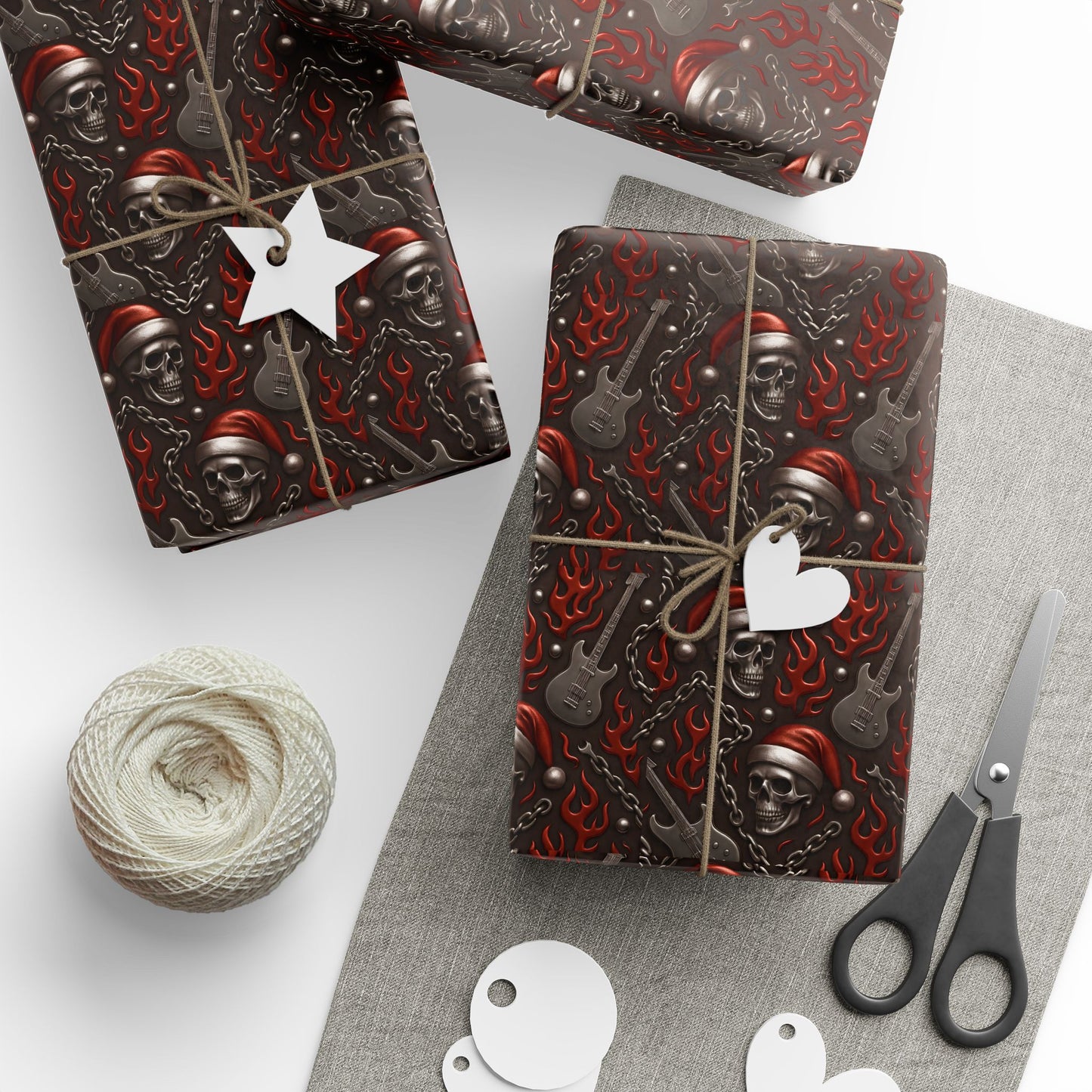 Rockstar Skeleton Santa Wrapping Paper | Christmas Gift Wrap | Edgy Holiday Paper