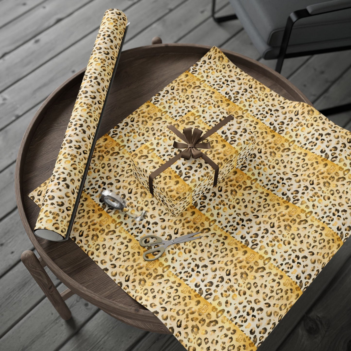 Cheetah Bitcoin Wrapping Paper, Gift Wrap for Crypto Enthusiasts, Animal Print Holiday Supplies, Jungle Theme Present Decor, Unique Gift
