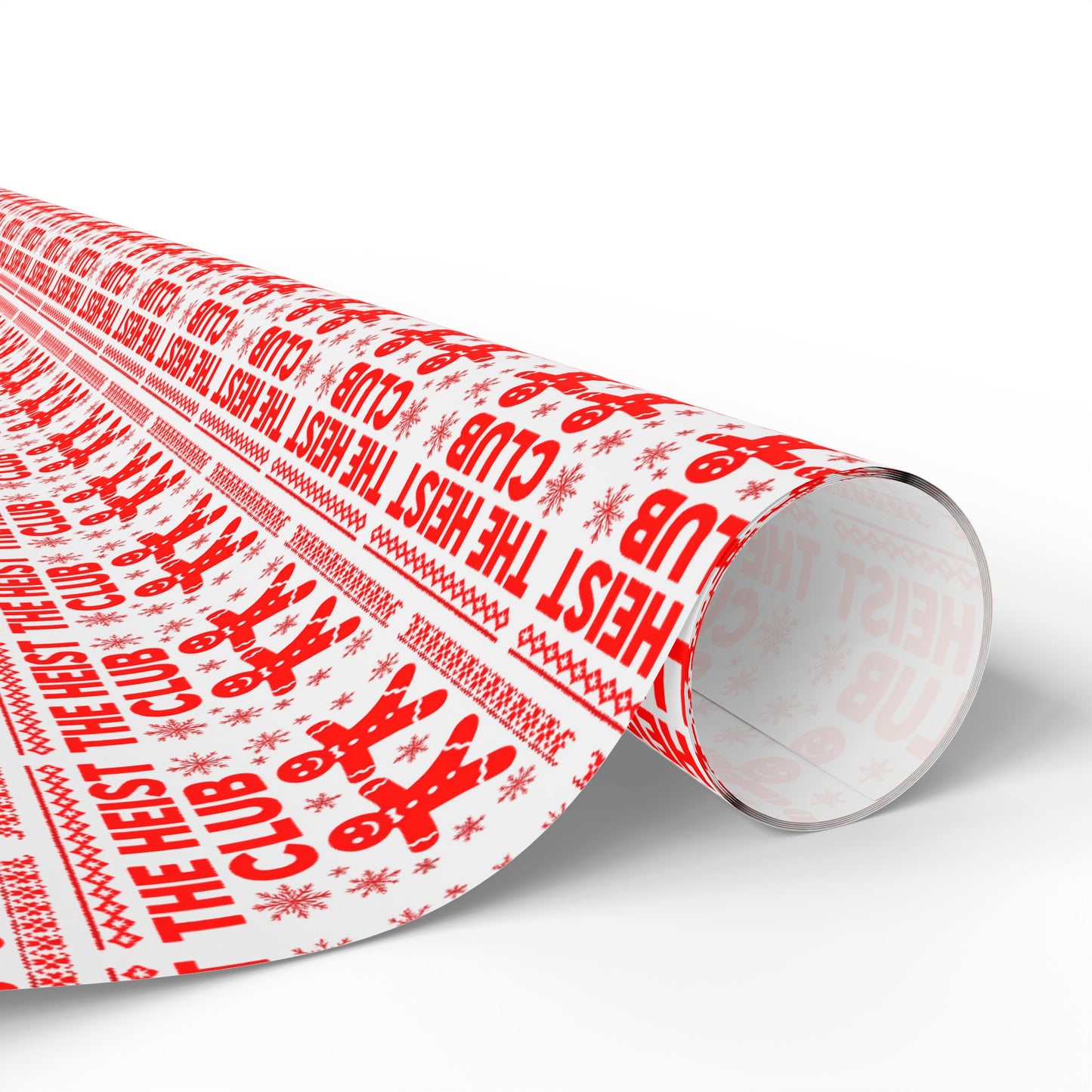 The Heist Club Wrapping Paper | Red holiday novelty paper