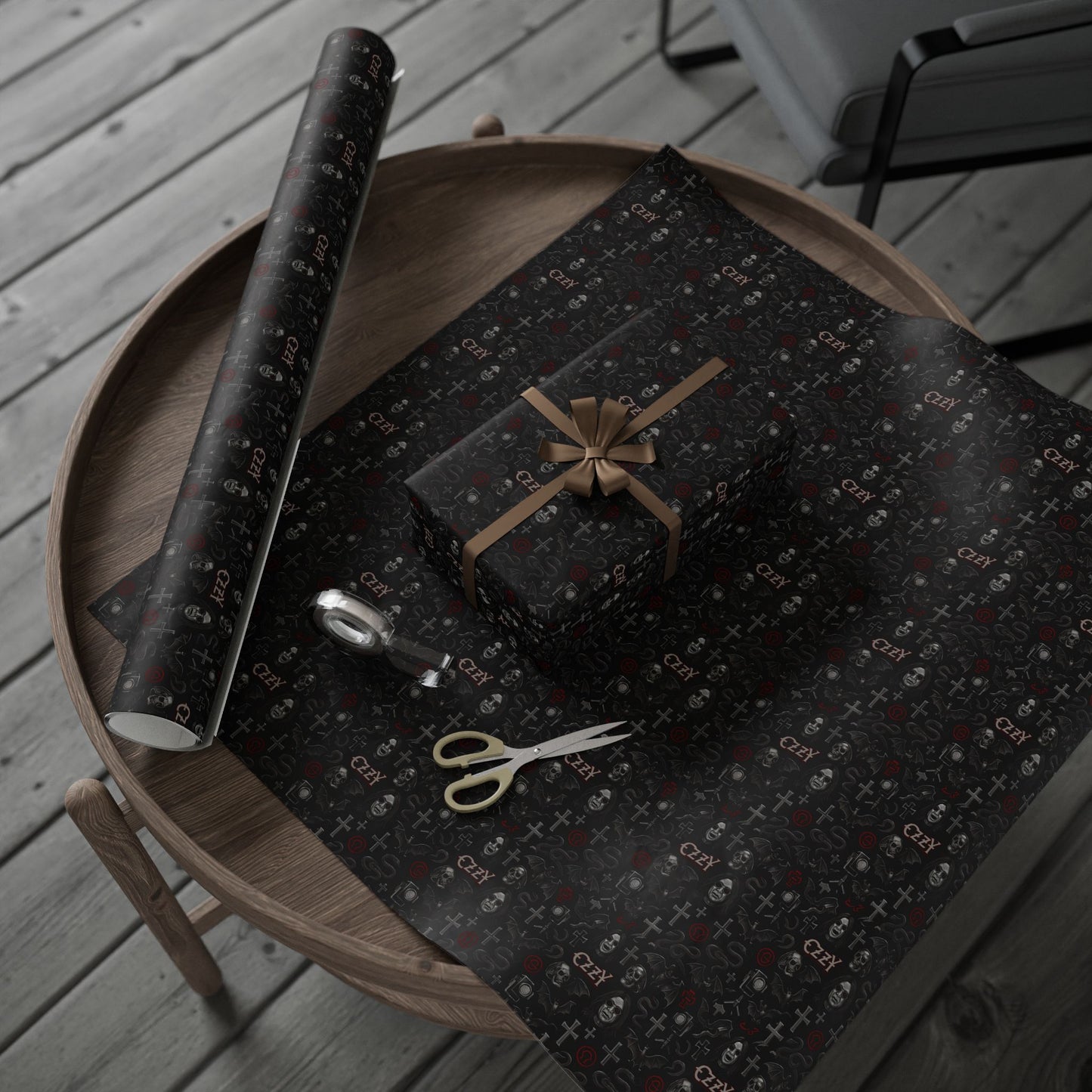Gothic Wrapping Papers, Ozzy Osbourne Dark Floral Gift Wrap for Occasions, Unique Wrap for Birthdays, Holidays, DIY Projects, Occult Theme