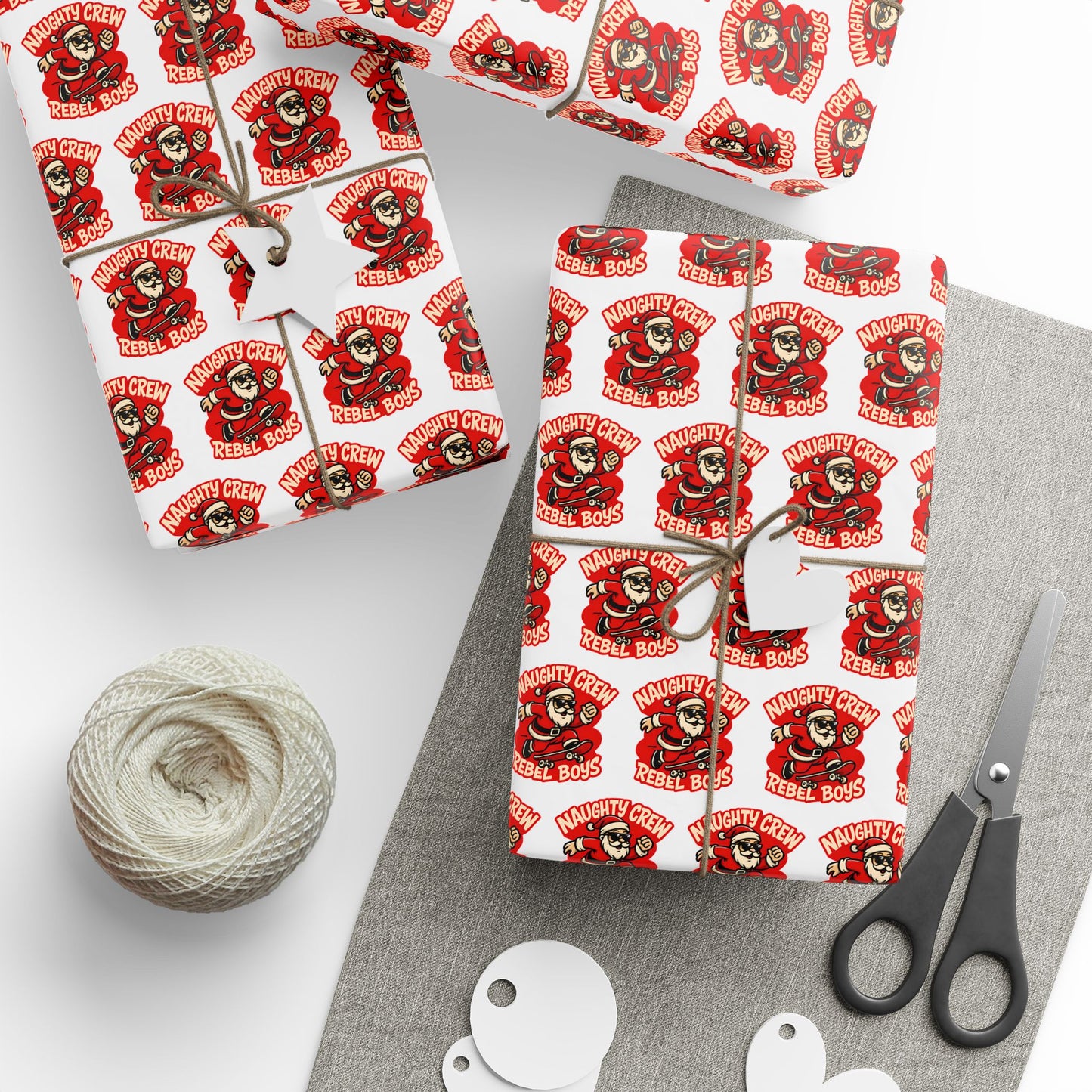 Naughty Crew Wrapping Papers, Gift Wrap Roll, Christmas Presents, Boys Birthday Party Supplies, Rebellious Kids Gift Packaging, Unique