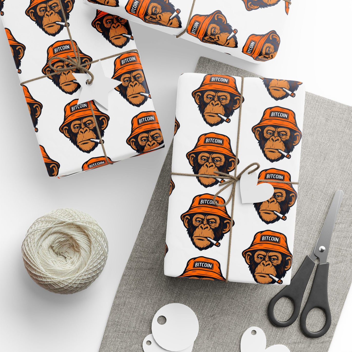 Bitcoin Monkey Wrapping Paper | Novelty Pattern Gift Wrap Roll
