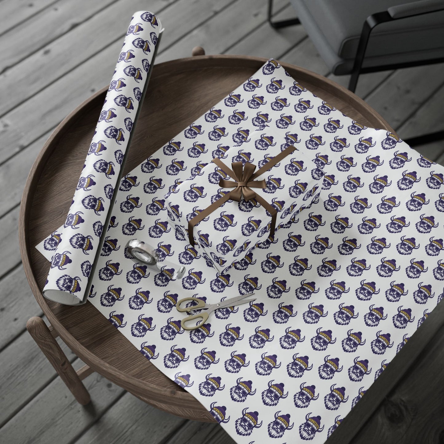 Wrapping Paper, MN Vikings Gift Wrap, Christmas Holiday Present Decoration, Birthday Party Supplies, Elegant Black and Gold Design
