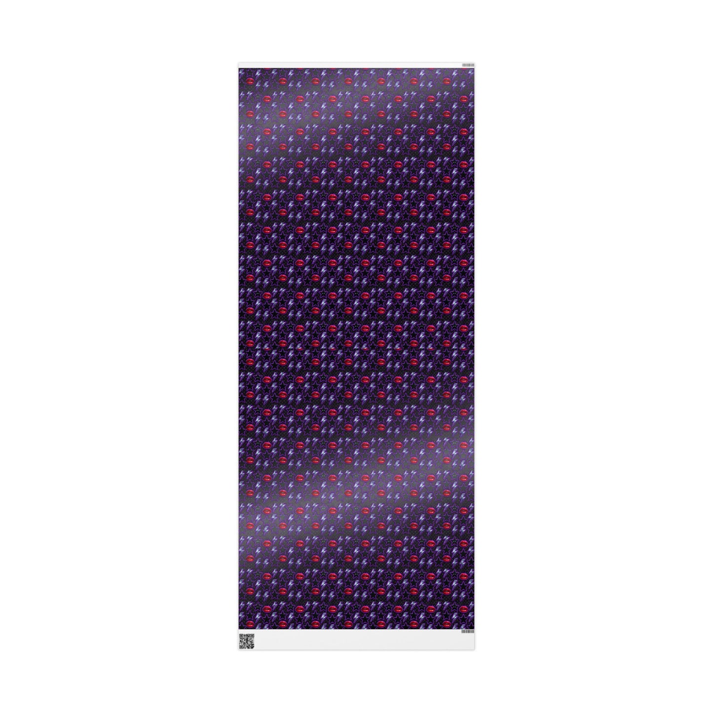 Rockstar neon lips and lightning bolts wrapping paper | Holiday Gift Wrap, Dark Teal purple