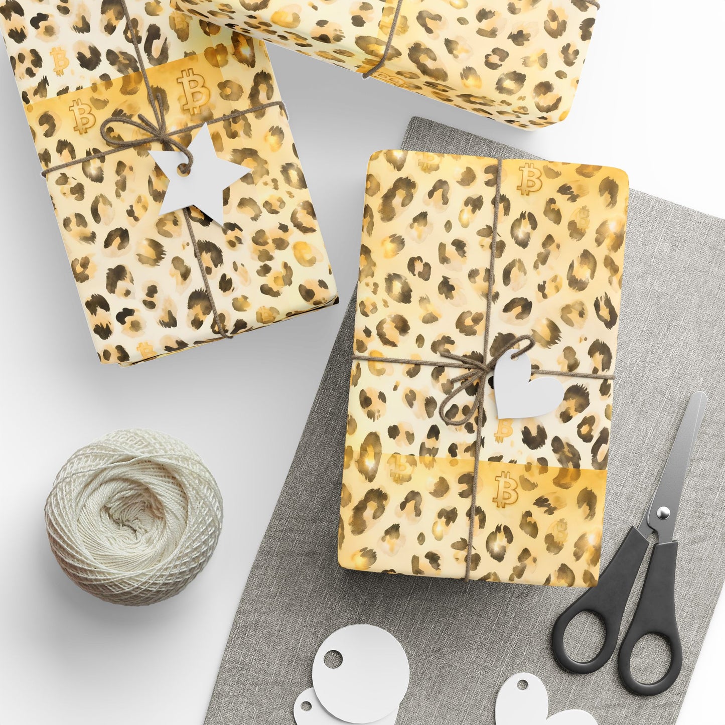 Cheetah Bitcoin Wrapping Paper, Gift Wrap for Crypto Enthusiasts, Animal Print Holiday Supplies, Jungle Theme Present Decor, Unique Gift
