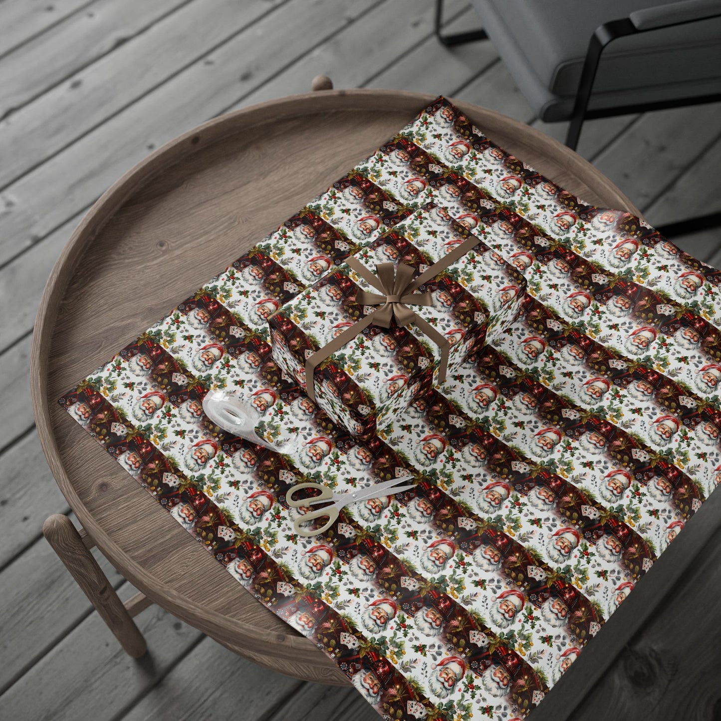 Christmas Casino Santa Wrapping Papers, Gift Wrap, Festive Present Decor, Holiday Party Supplies, Xmas Packaging Paper