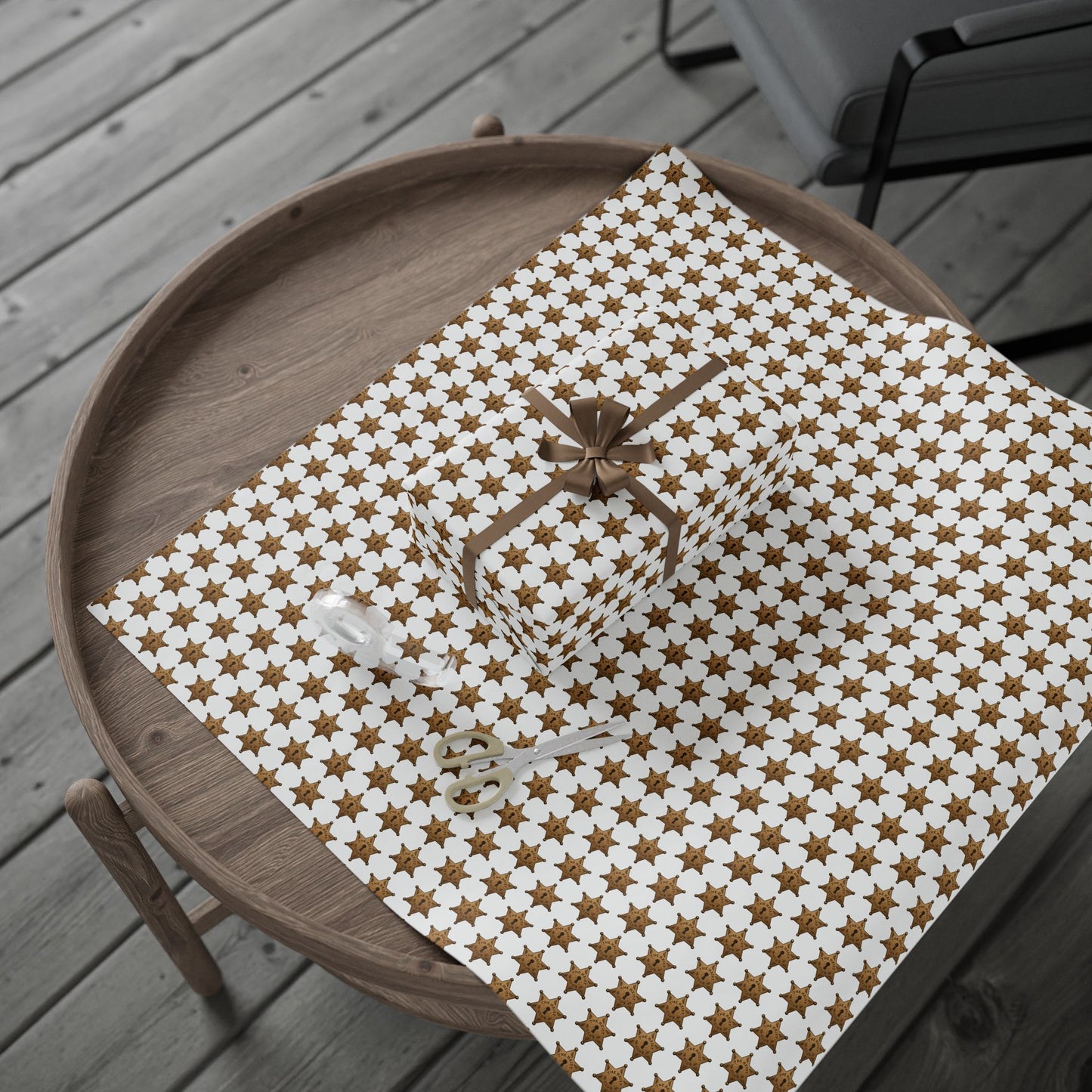 Sheriff Badge Pattern Wrapping Paper | Western Star Kids Party Wrap