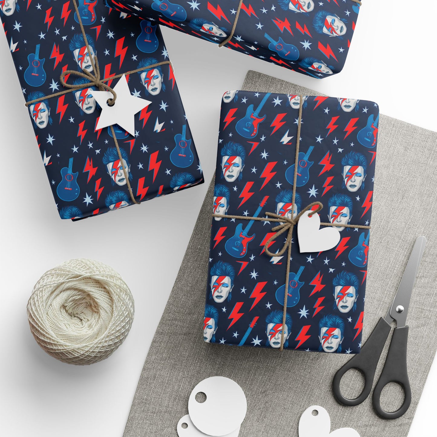 Wrapping Paper Set, David Bowie Gift Wrap, Music Icon Present Decor, Rock Star Birthday Party Supplies, Unique Holiday Wrappers, Retro Pop