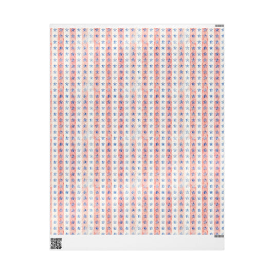 Wrapping Papers, Patriotic Stars Gift Wrap, USA Flag Stars Packaging Supplies, Independence Day Decor, 4th of July Party Favor, Red White