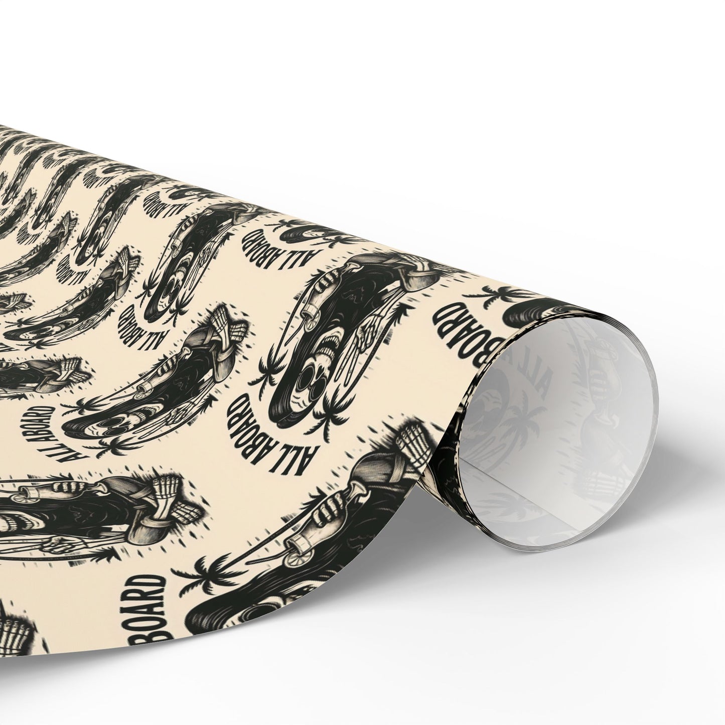 All Aboard Surfboard rockstar Wrapping Paper | Retro Surfing Motif